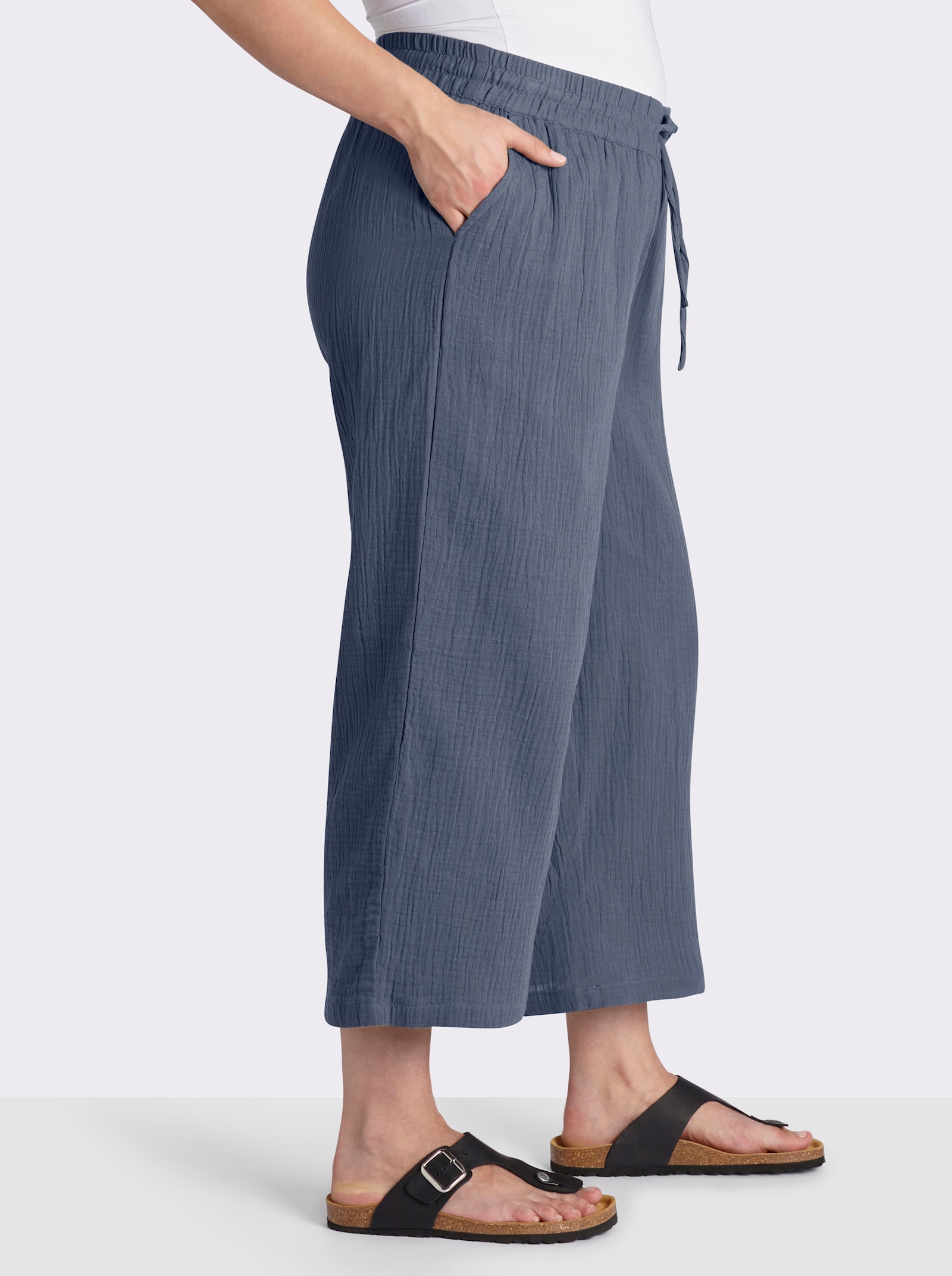 Culotte in Struktur-Qualität - rauchblau