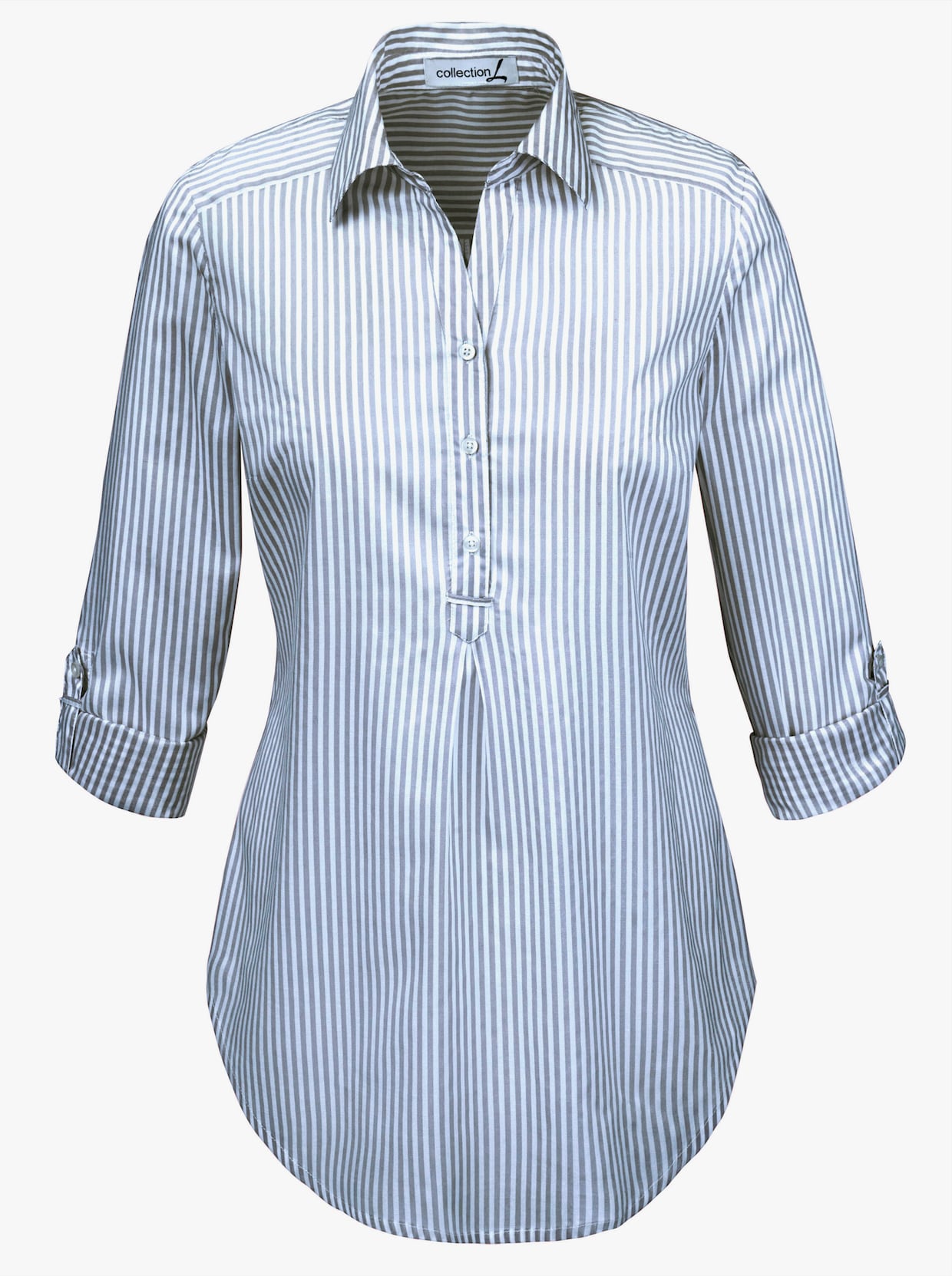 Gestreifte Bluse in Tunikaform - blau-gestreift