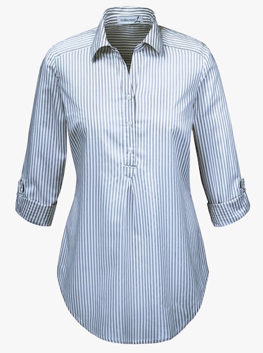 Gestreifte Bluse in Tunikaform - blau-gestreift