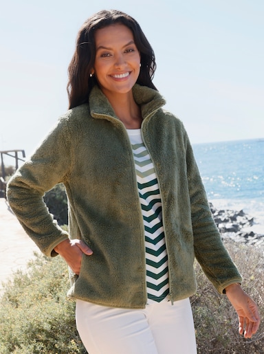 Fleecejacke in Teddy-Optik - schilf