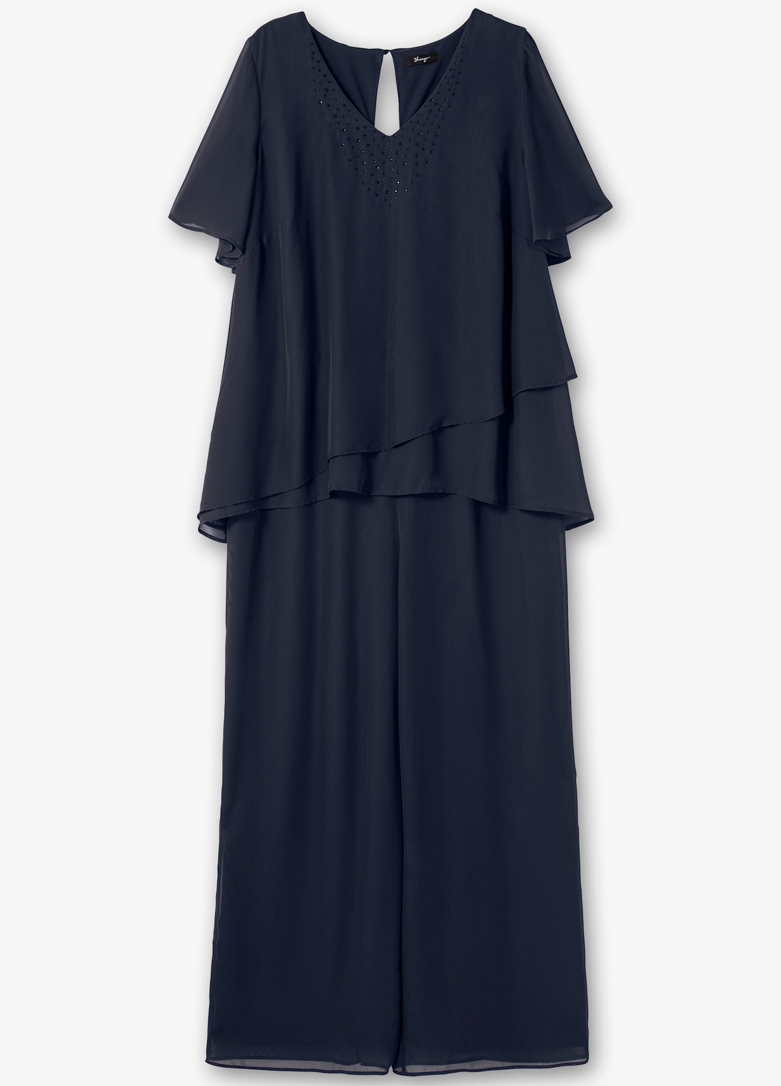 sheego Combinaison style superposé, avec jambes larges - marine