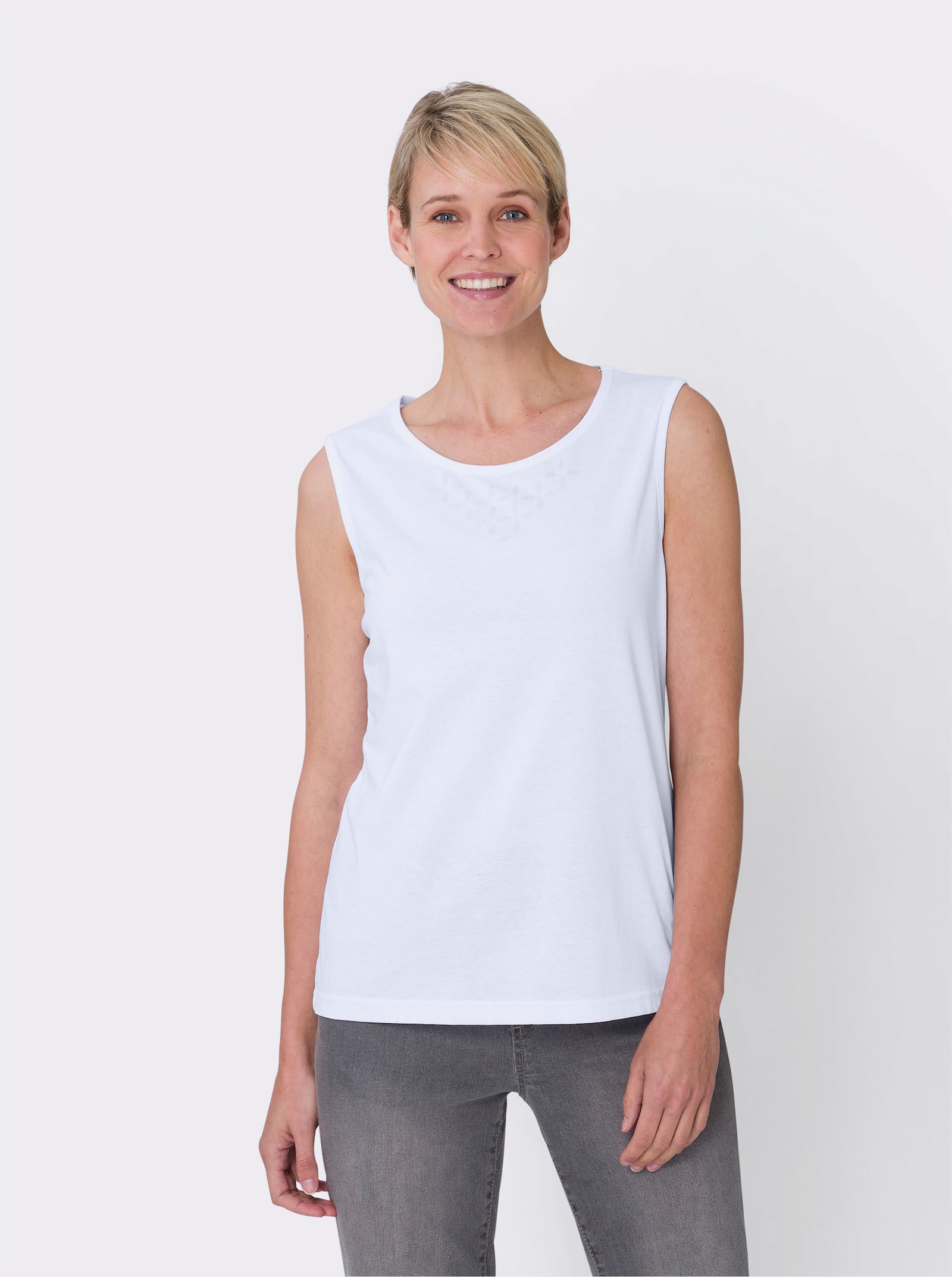 Shirttop mit Glitzer-Druck - weiss
