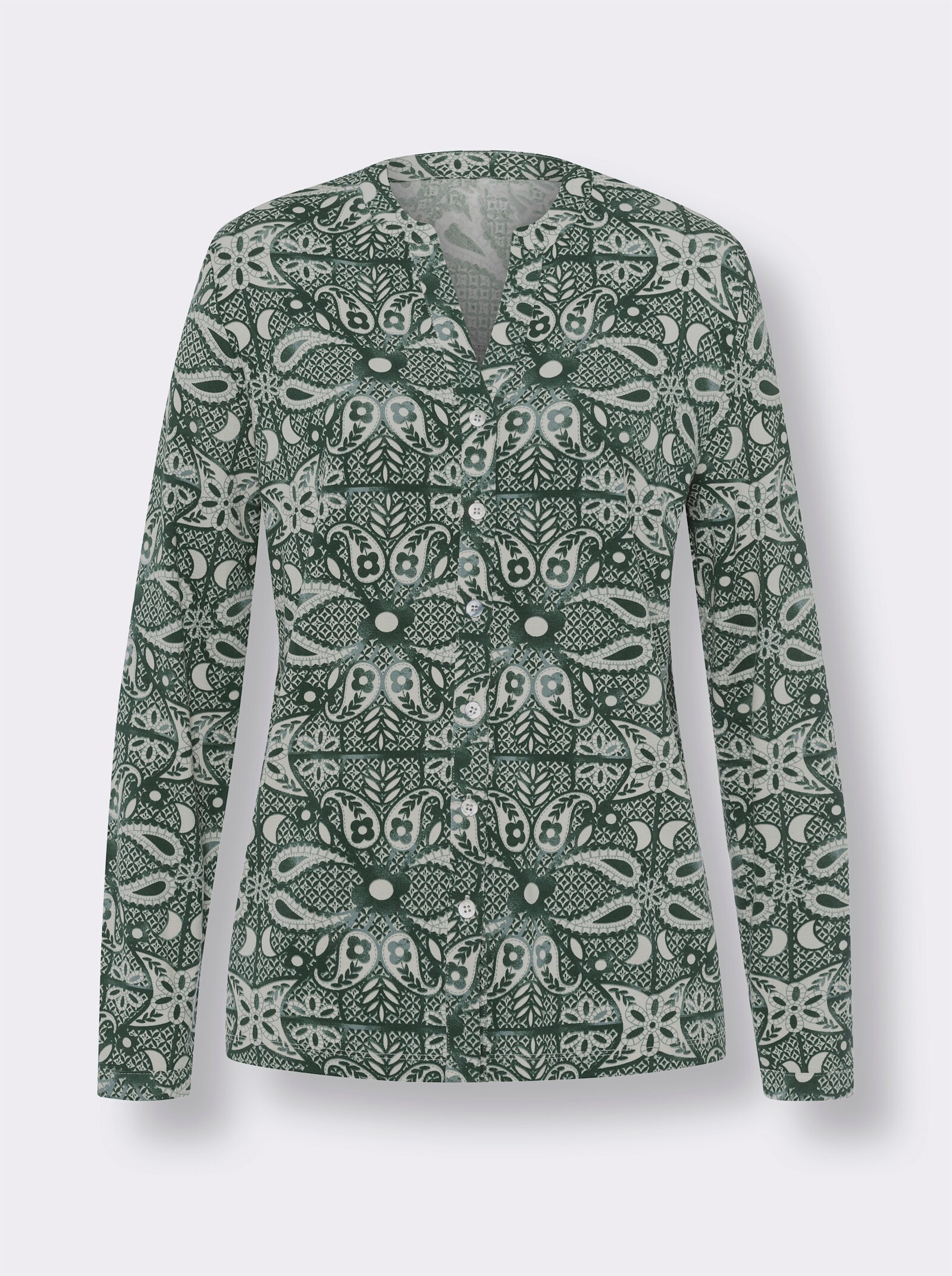 heine Druckbluse mit Paisley-Blumen-Print - moos-champagner-bedruckt