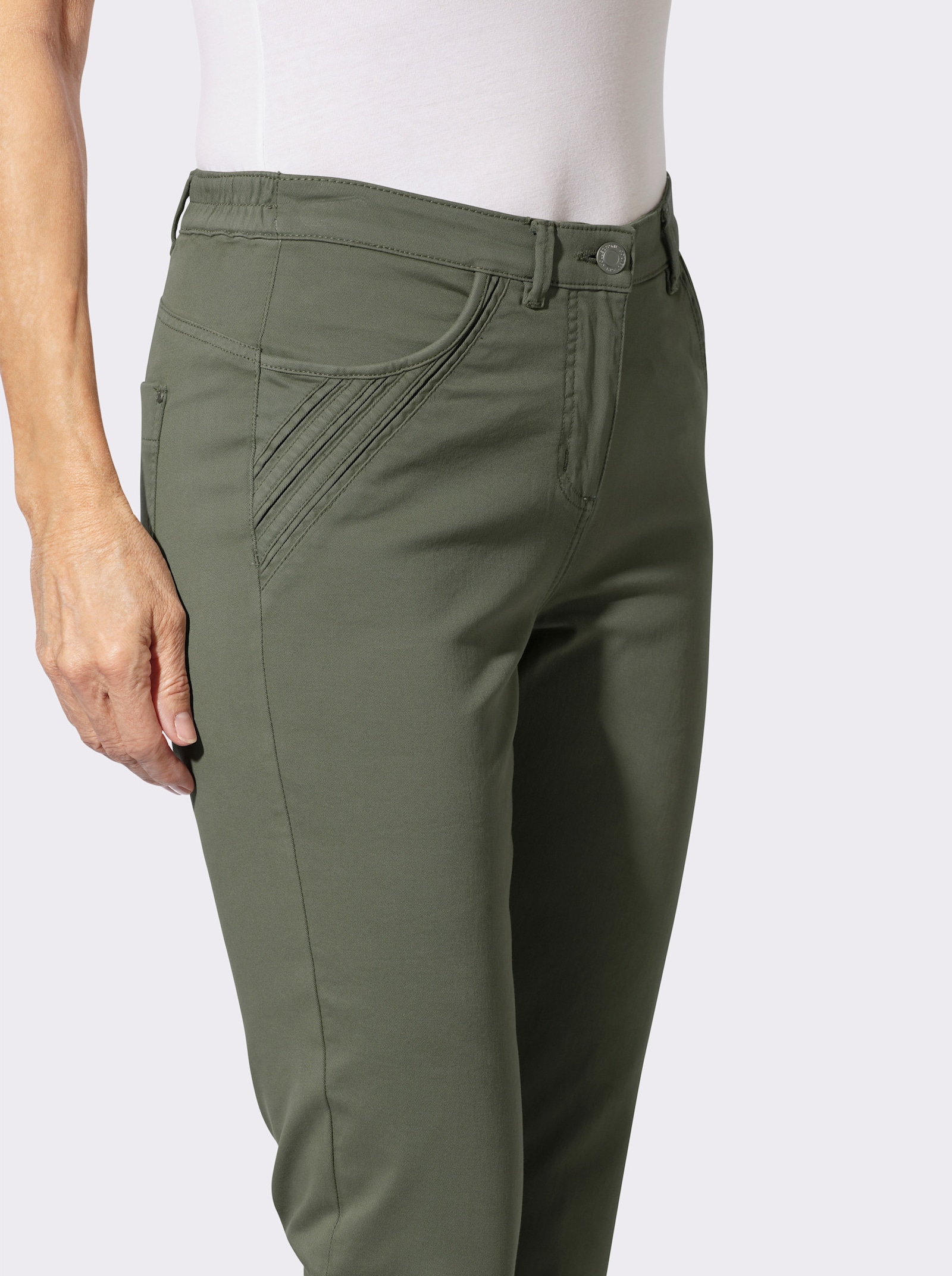Jeans mit seitlichem Dehnbund - khaki