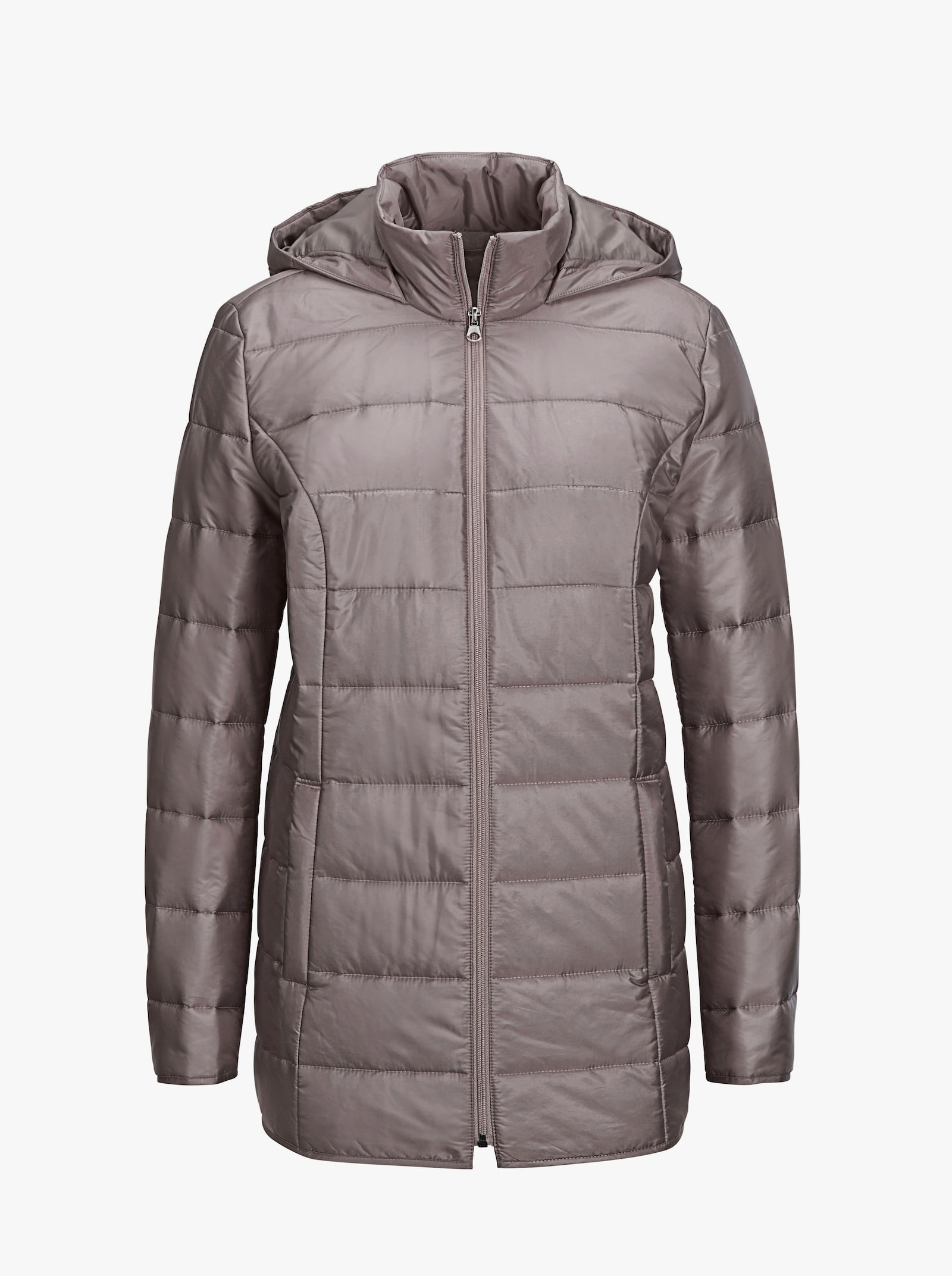 Steppjacke mit Kapuze, wärmend - taupe