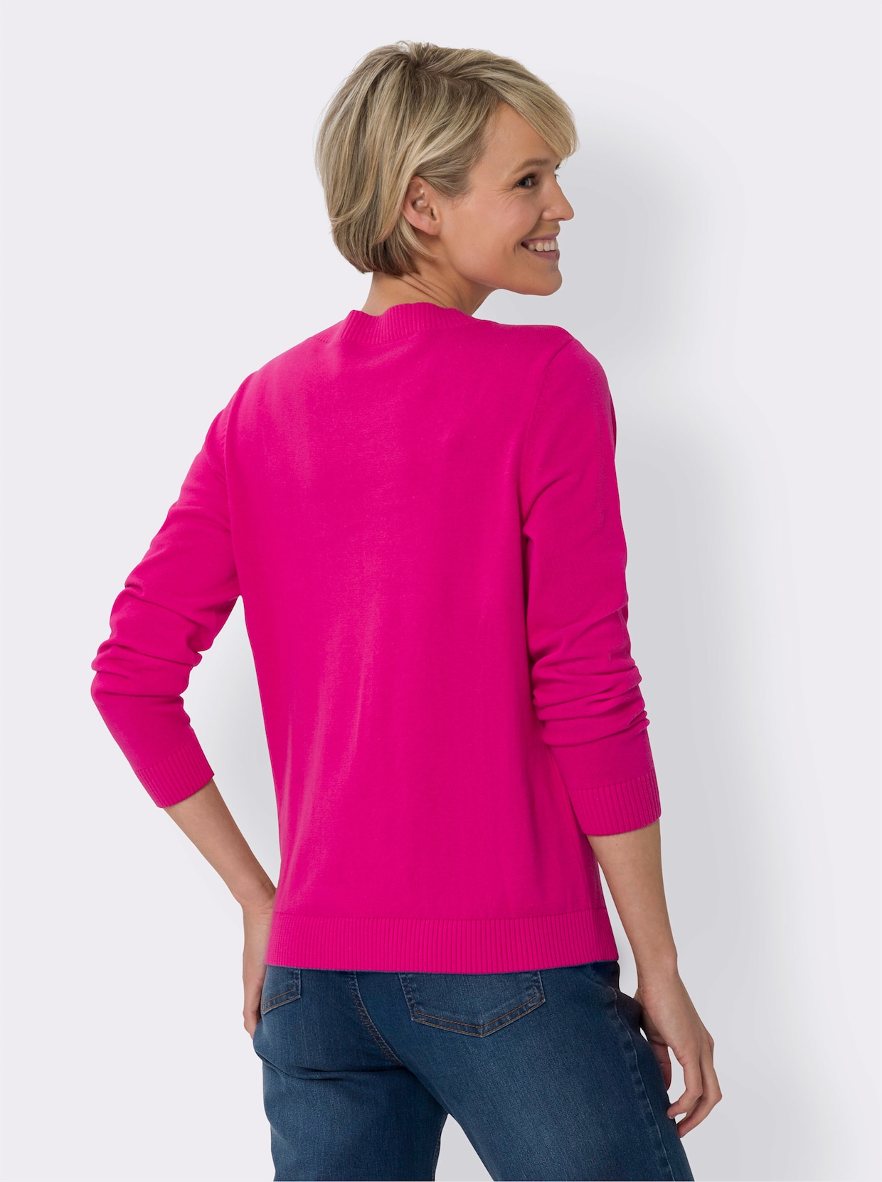 Langarm-Pullover - fuchsia