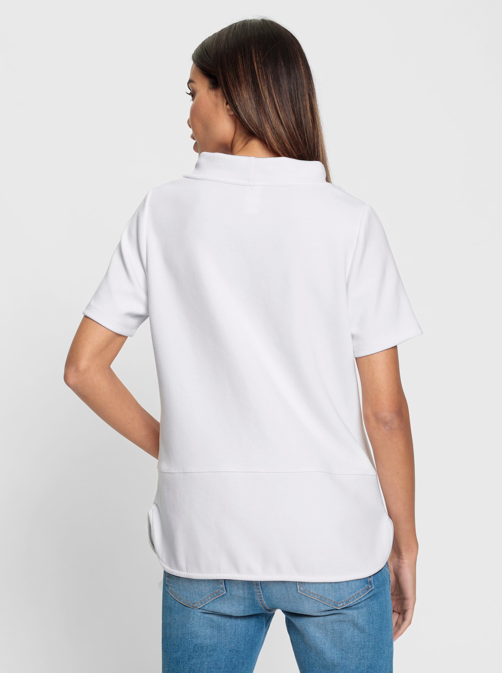 heine Kurzarmshirt mit Lettering-Druck - weiß