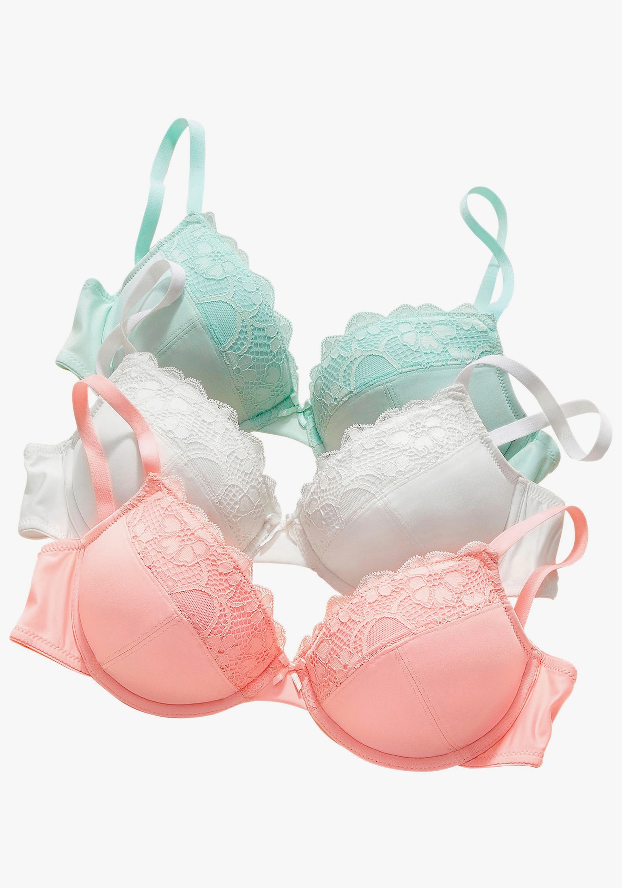 petite fleur Soutien-gorge push-up - menthe+pêche+crème