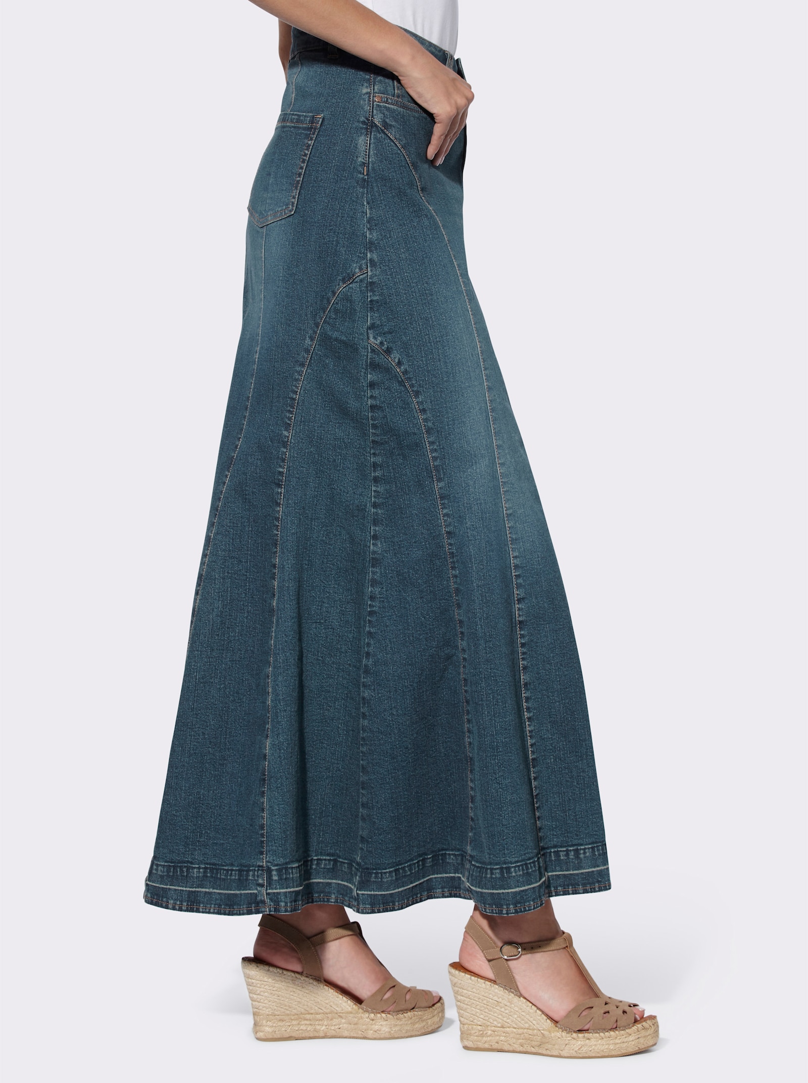 heine Jeansrock in Godet-Form - blue-stone-washed