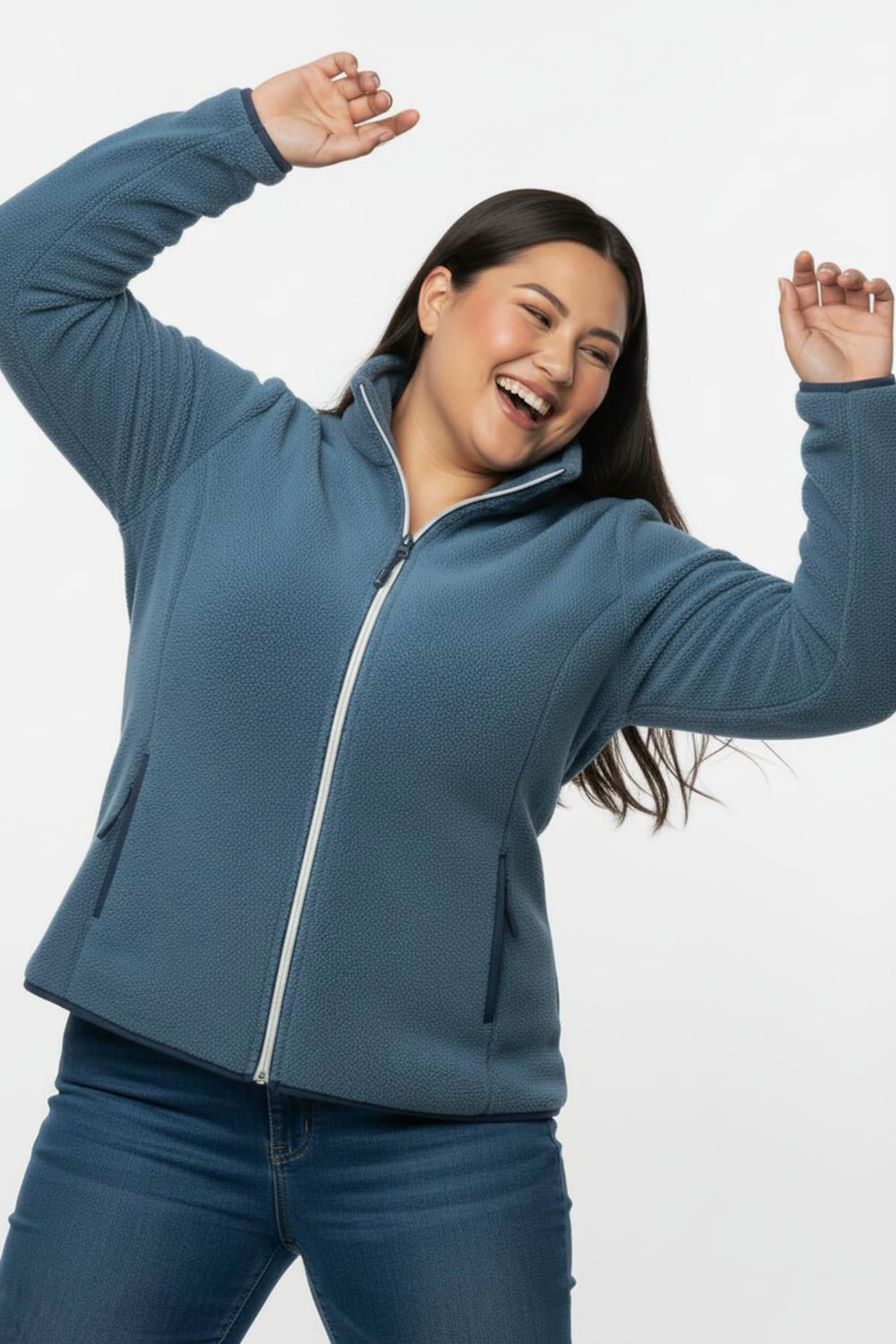 Fleecejacke mit Reißverschluss-Taschen - topas