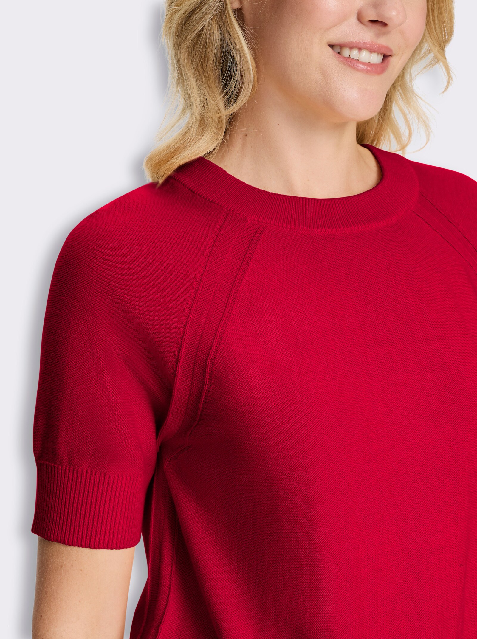 Kurzarmpullover mit Raglan-Ärmeln - rot