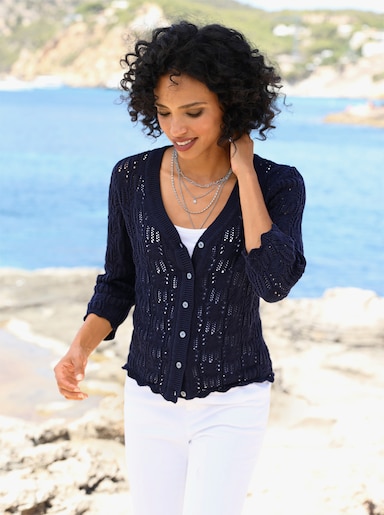 heine Ajourstrickjacke - marine