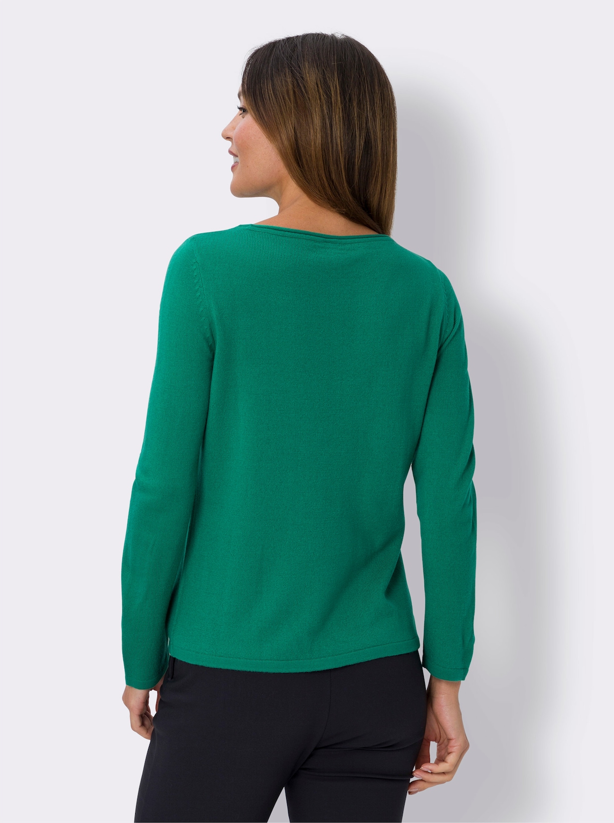 Langarm-Pullover - smaragd