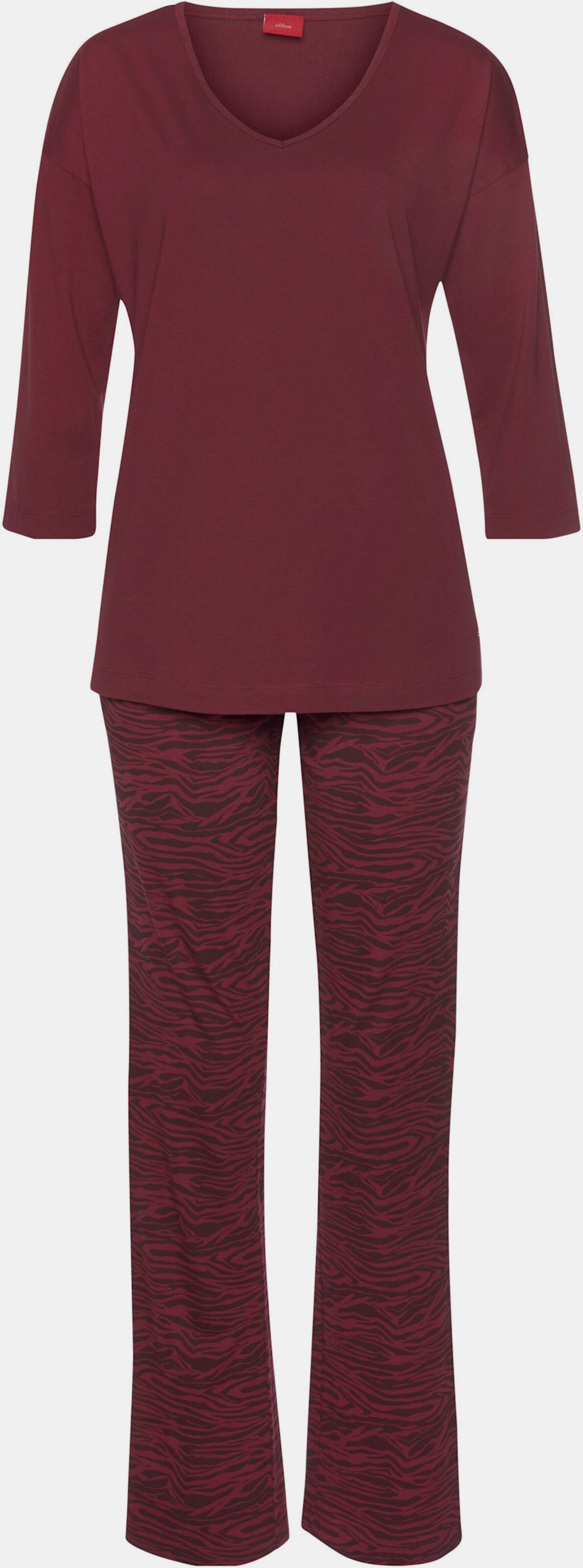s.Oliver Pyjama - bordeaux gedessineerd