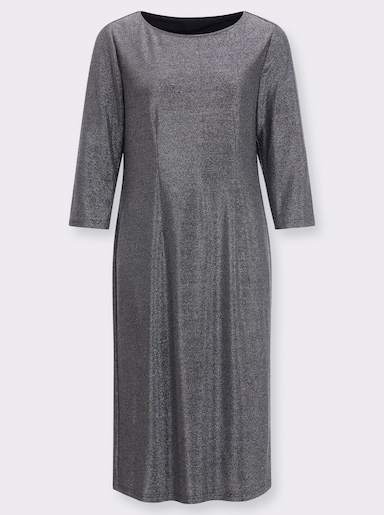 Jerseykleid blickdicht gefüttert - schwarz-silberfarben