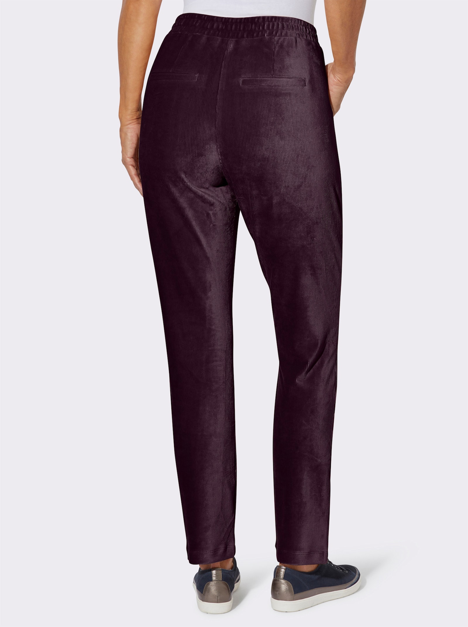 Schlupfhose in Cord-Qualität, pflegeleicht - aubergine