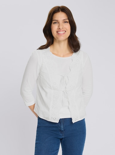 Weste mit Spitzeneinsatz vorne - ecru