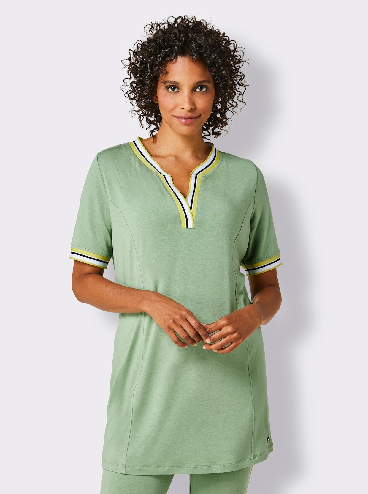 T-shirt long en modal - eucalyptus