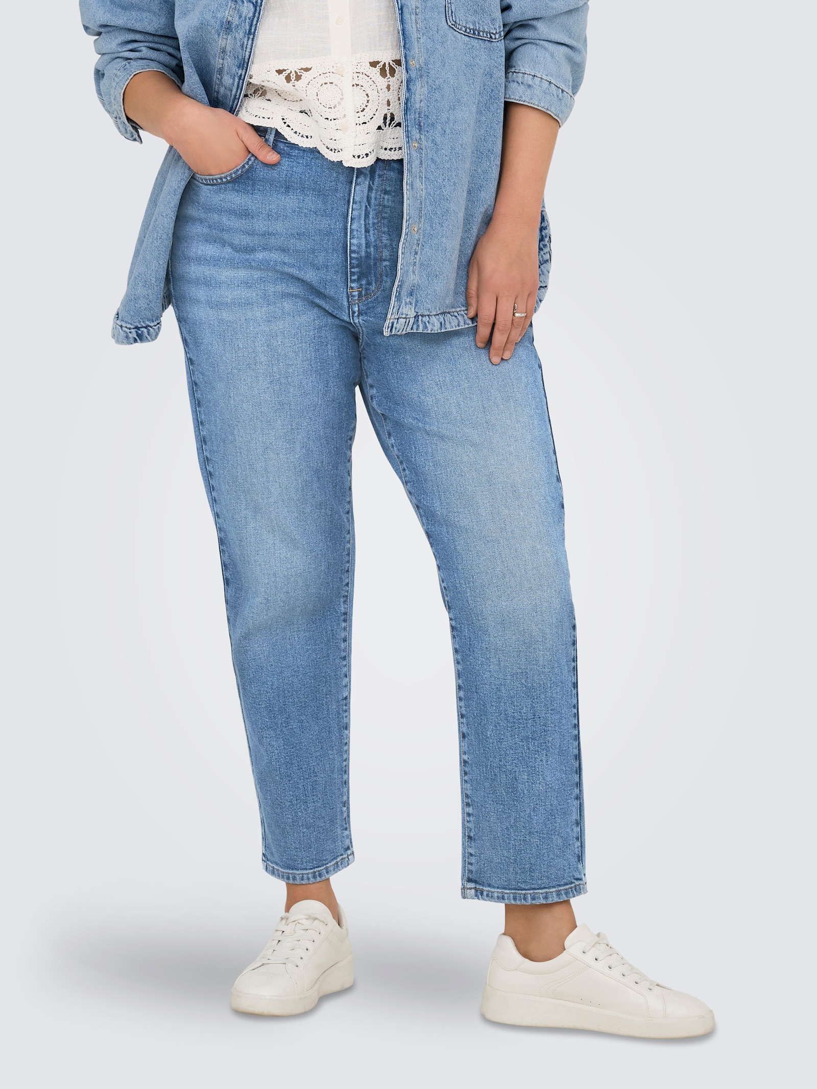 ONLY CARMAKOMA High-waist-Jeans - medium blue denim