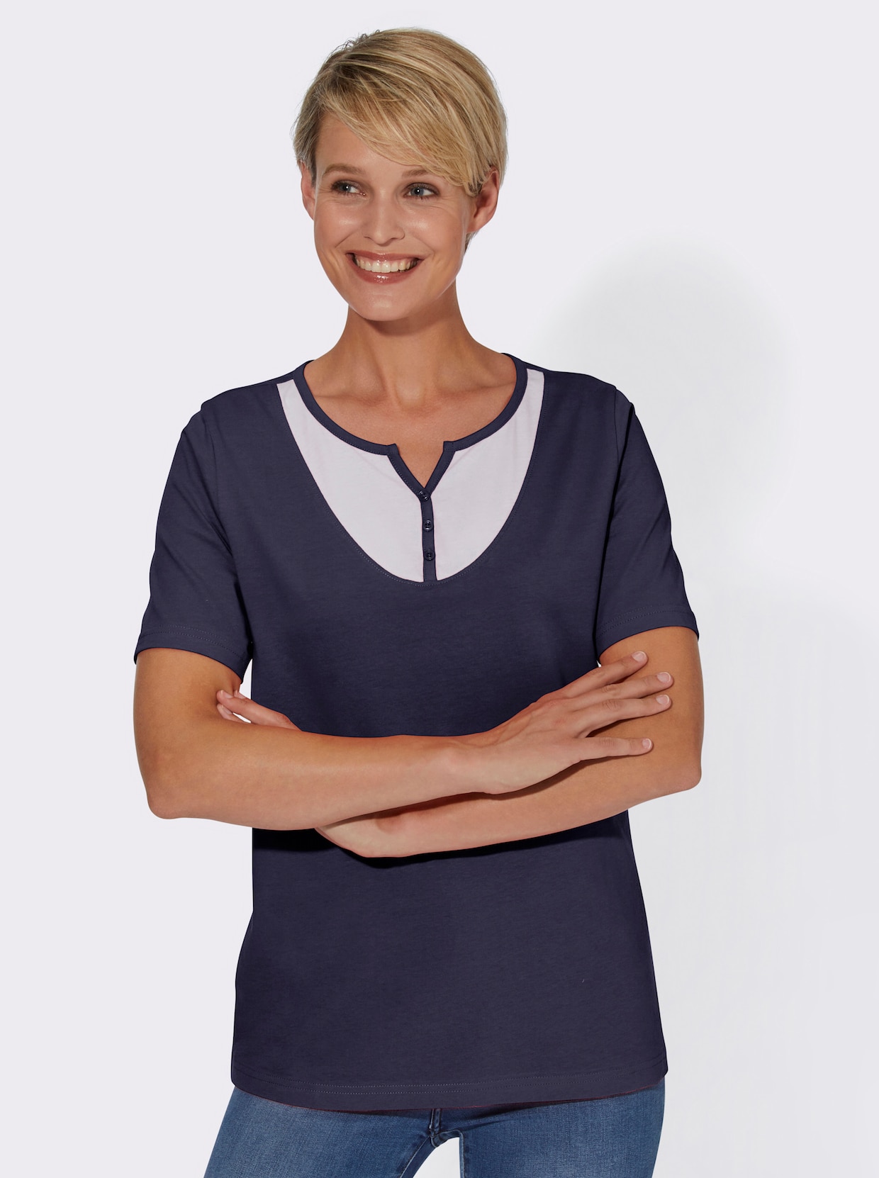 2-in-1-shirt - nachtblauw