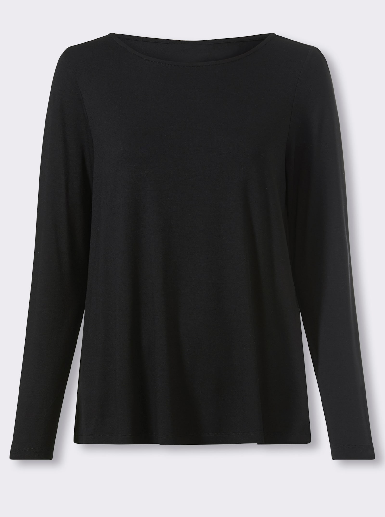 heine Rundhalsshirt in A-Form - schwarz