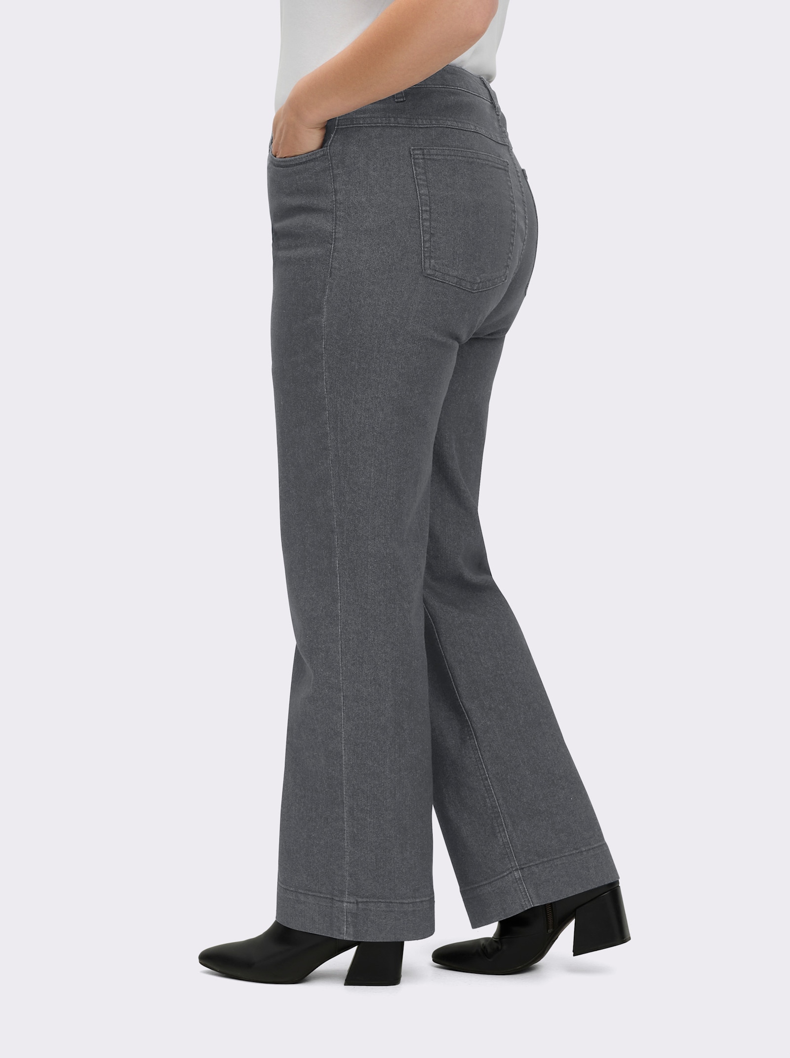 Jeans mit weitem Bein - stone-grey-denim
