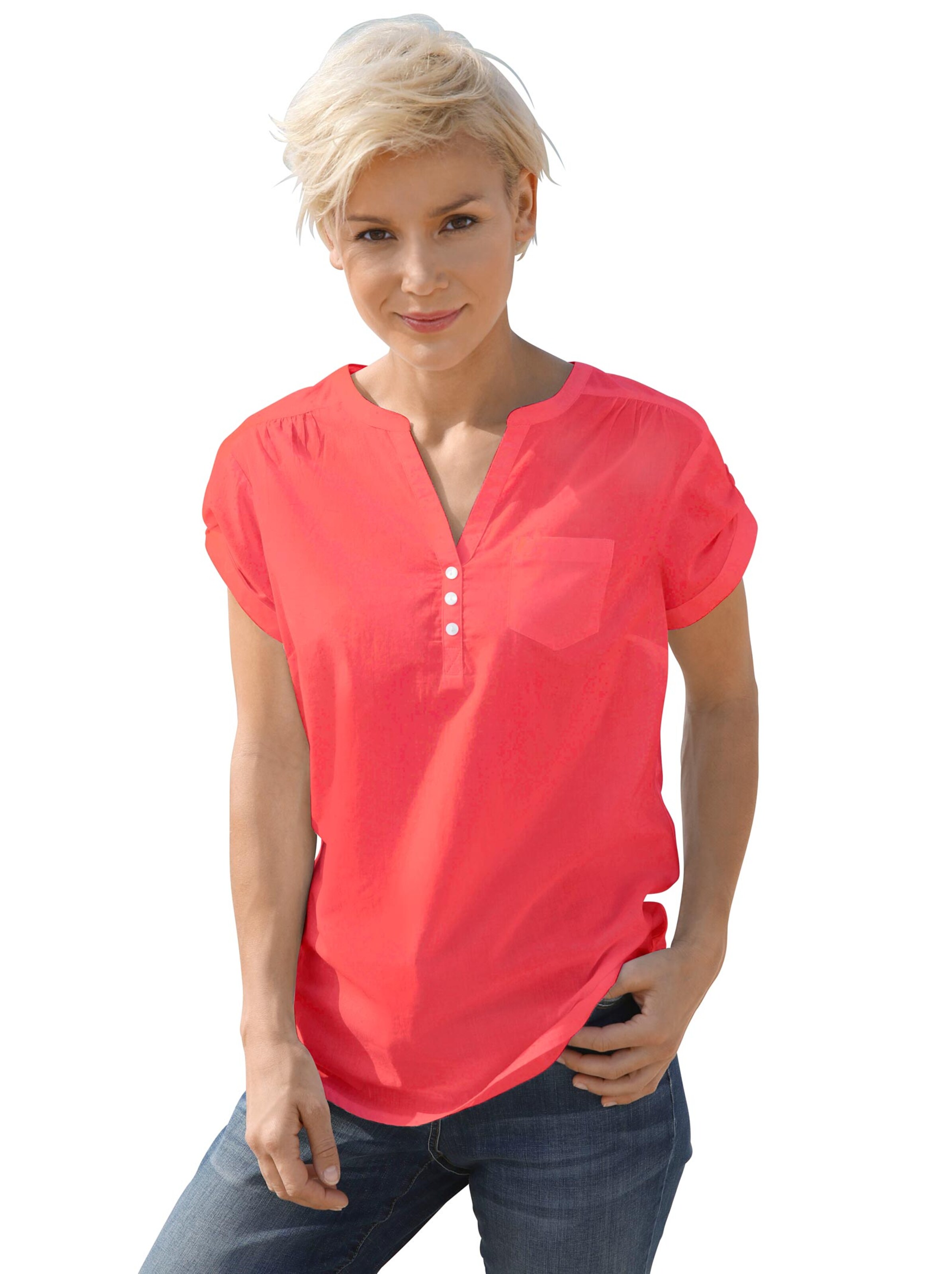 Bluse - korallenrot