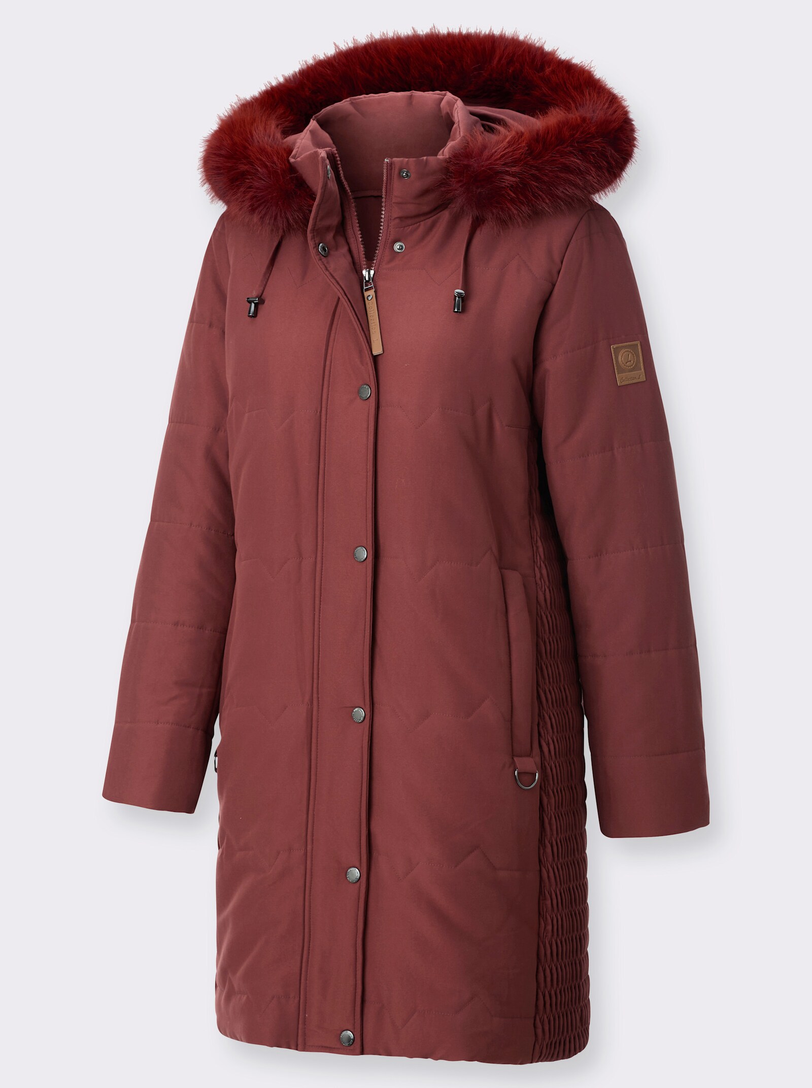 Steppjacke mit Teddy-Fleece-Futter - rostrot