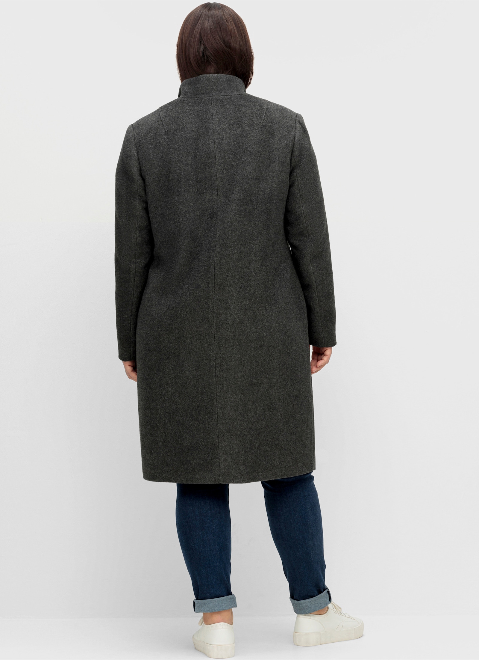 sheego Winterjas met opstaande kraag - antraciet gemêleerd