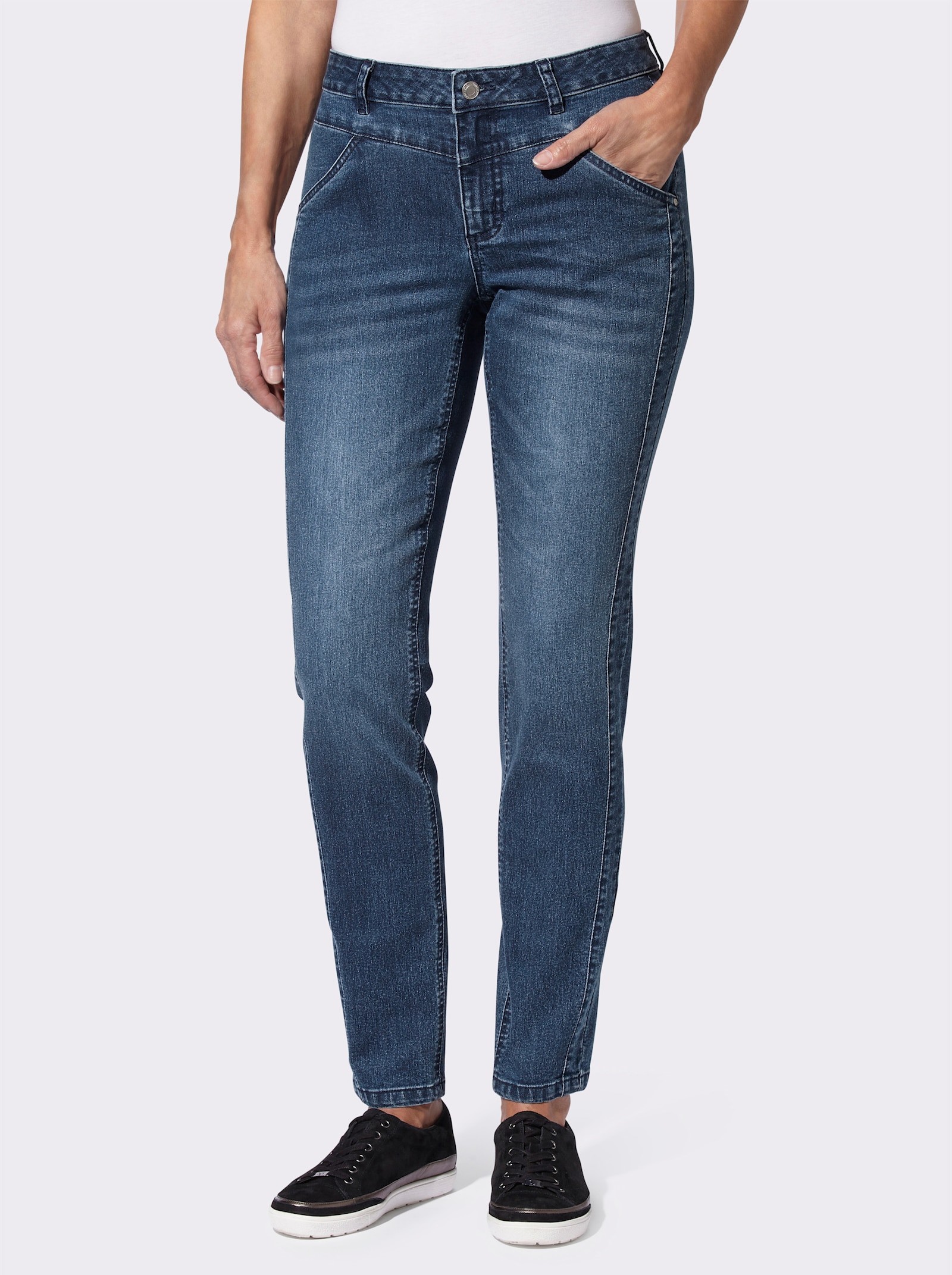 Stretch-Jeans mit streckender Seitennaht - blue-stone-washed