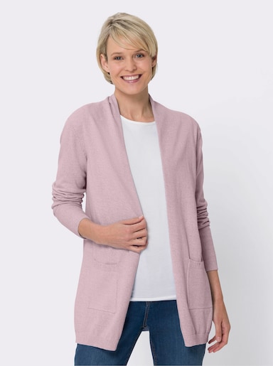 Longstrickjacke - rosé-ecru-meliert