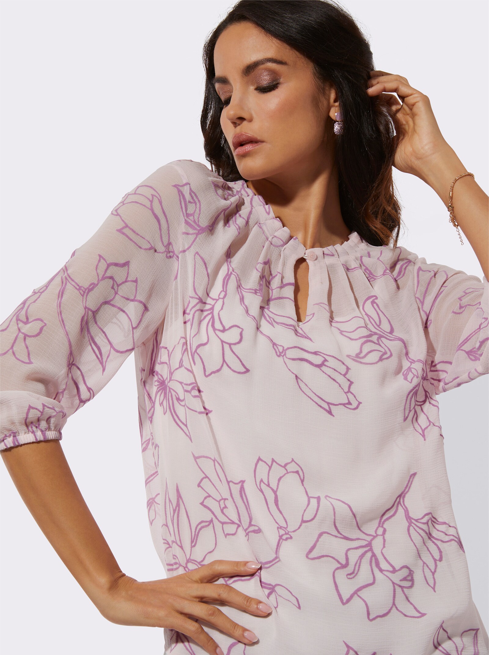  Schlupf-Bluse inklusive passendem Top - rosé-orchidee