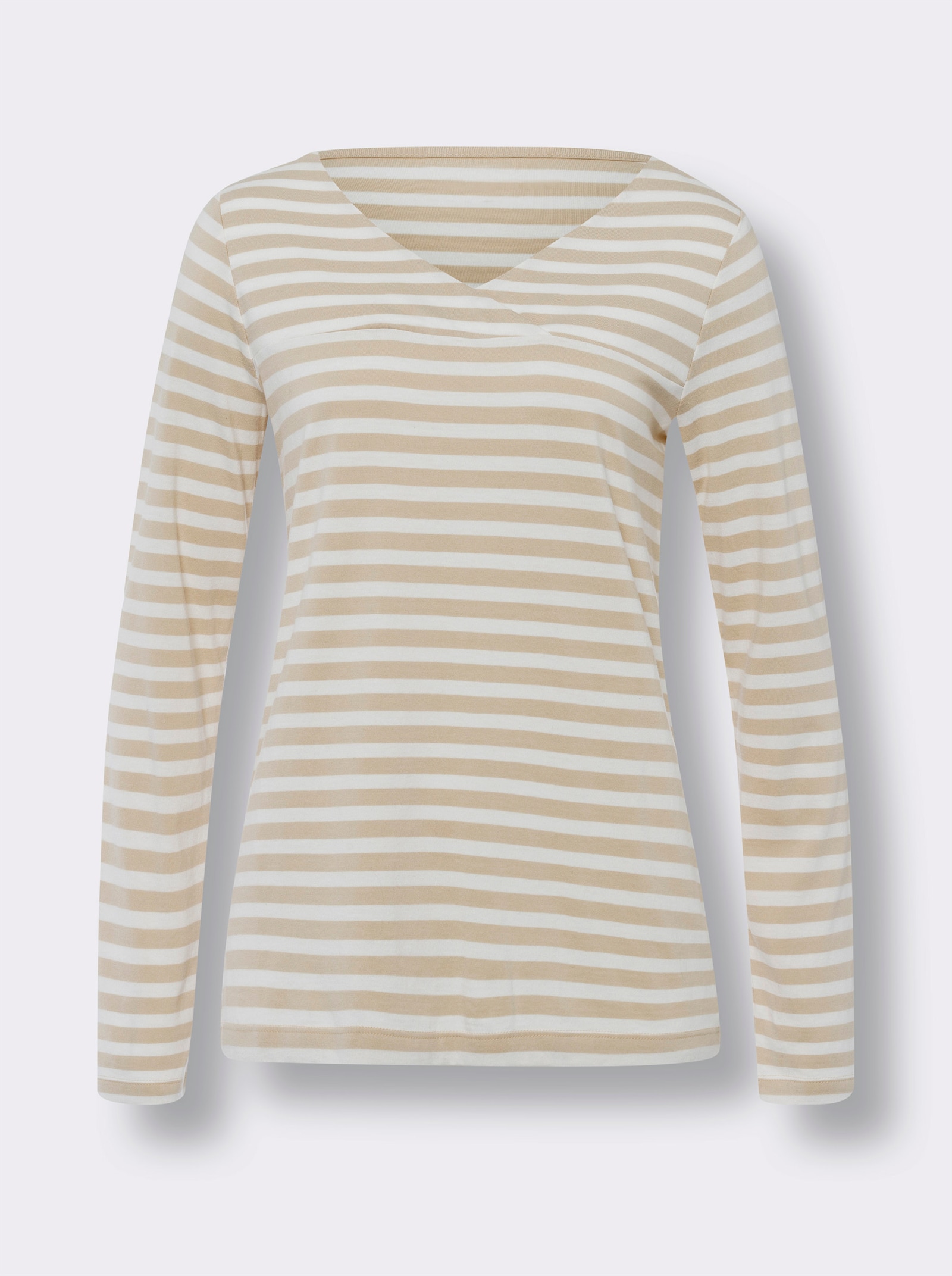 heine Ringelshirt in Baumwoll-Modal-Mix - sand-ecru-gestreift