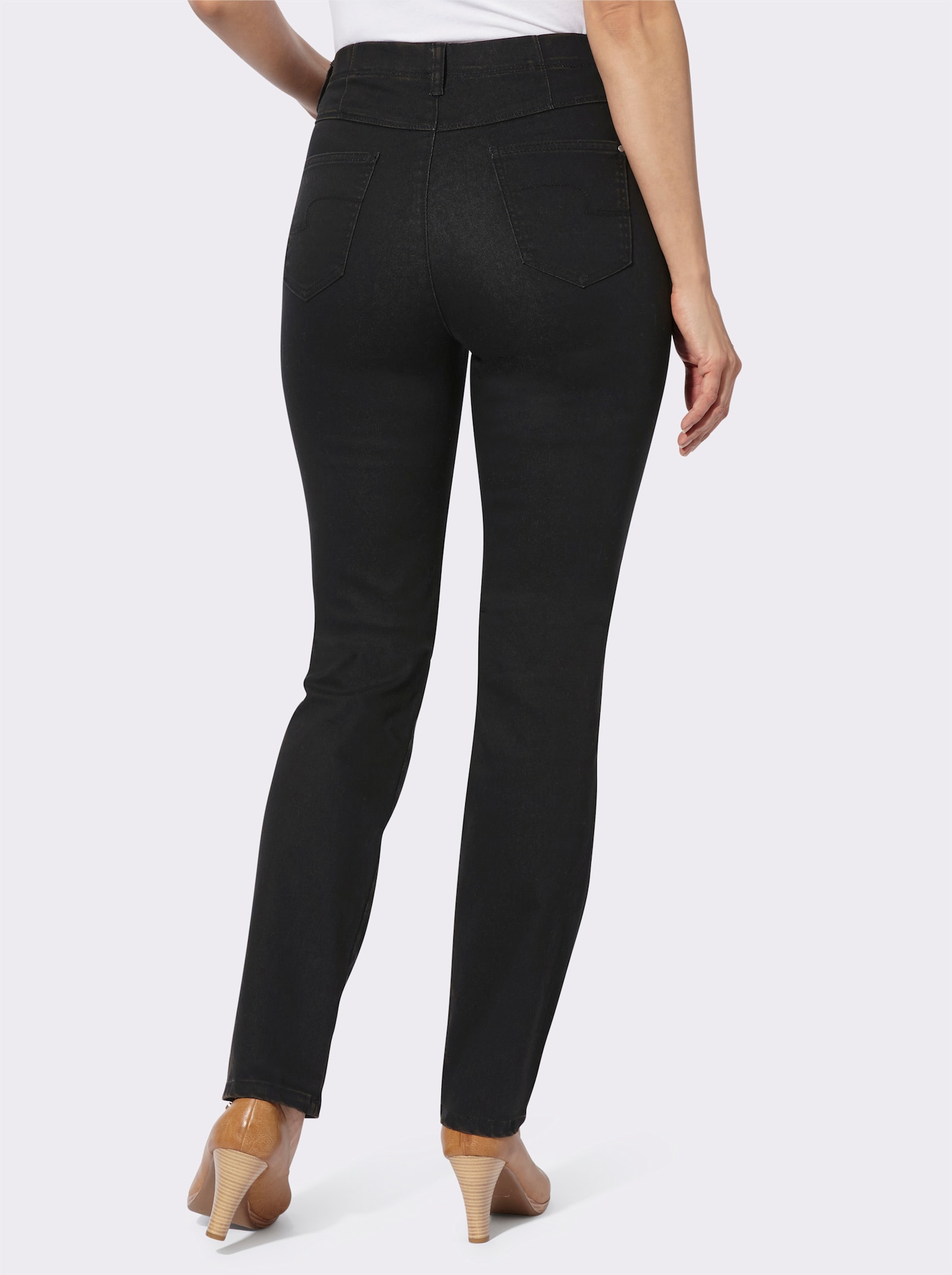 Jeans mit Stickerei-Verzierung - schwarz