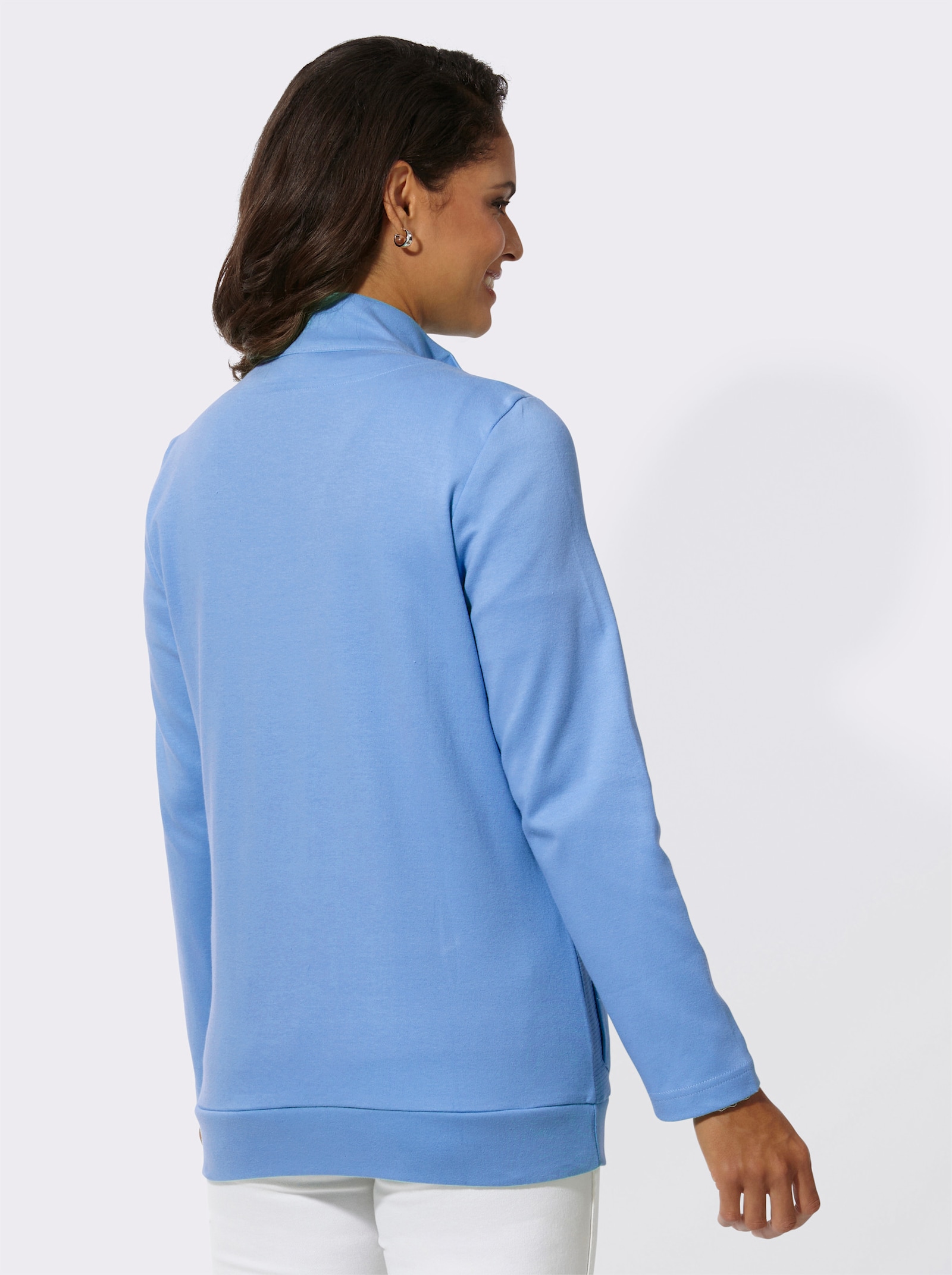 Shirtblazer mit horizontaler Ripp-Struktur - himmelblau