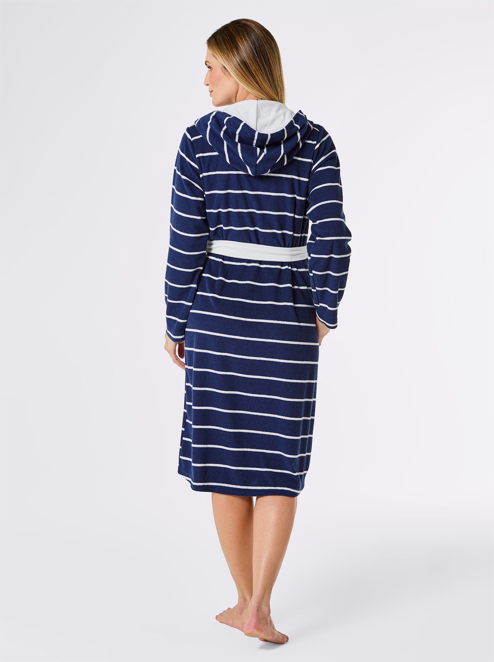 Comtessa Bademantel - marine-weiss-geringelt