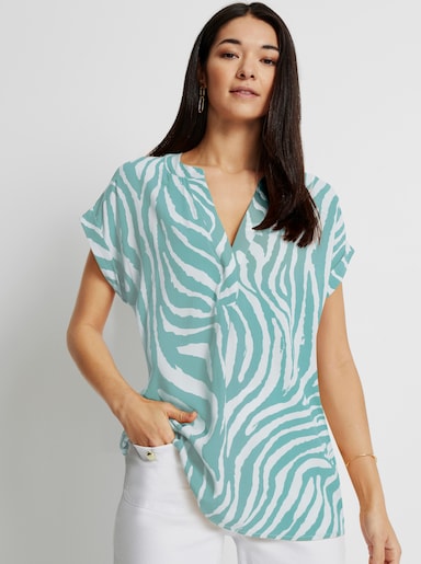 Bluse - mint-weiß-bedruckt