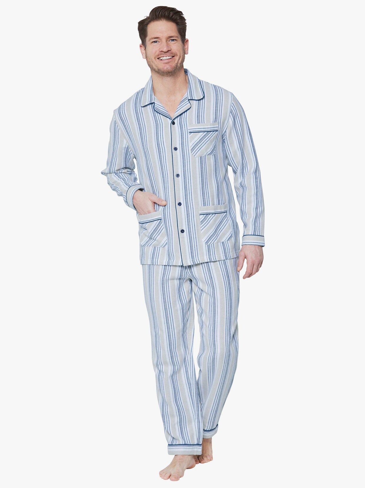 KINGsCLUB Pyjama - blau-gestreift