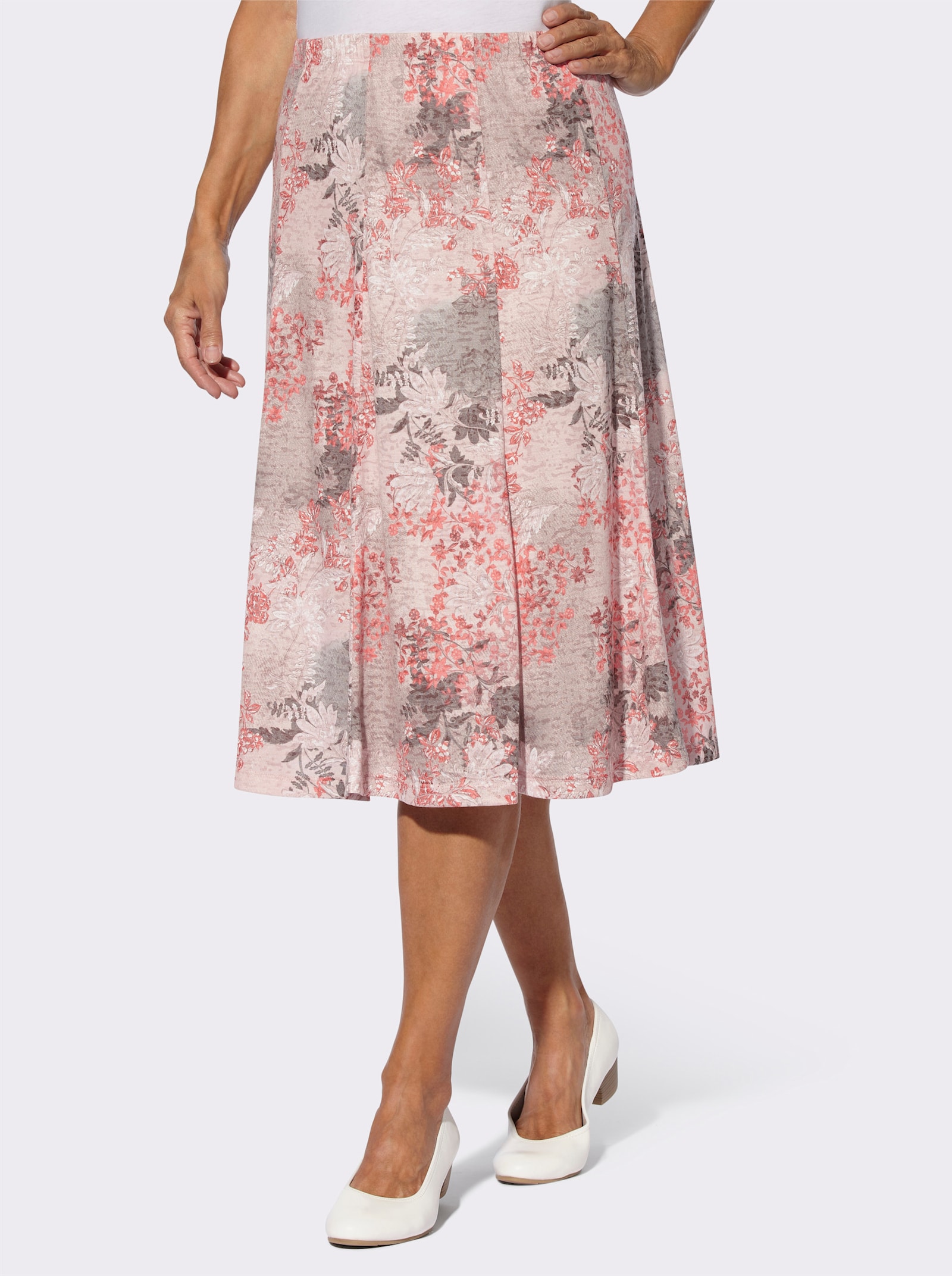 Jerseyrock in Schlupfform - flamingo-grau-bedruckt