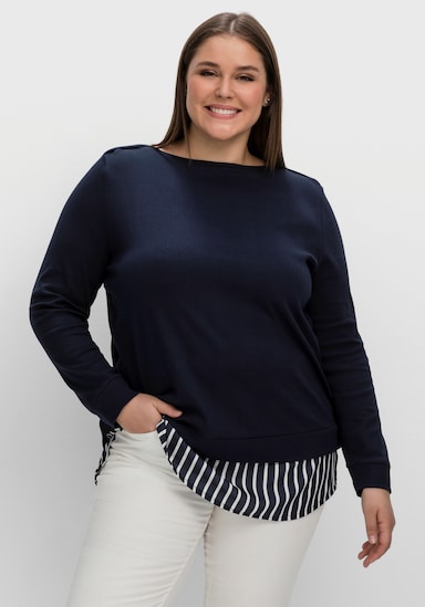 sheego 2-in-1-Langarmshirt - nachtblau