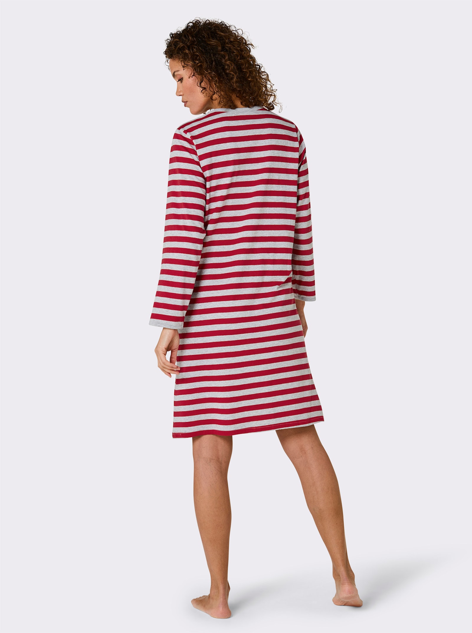 Comtessa Sleepshirt - grau-meliert-rot-geringelt