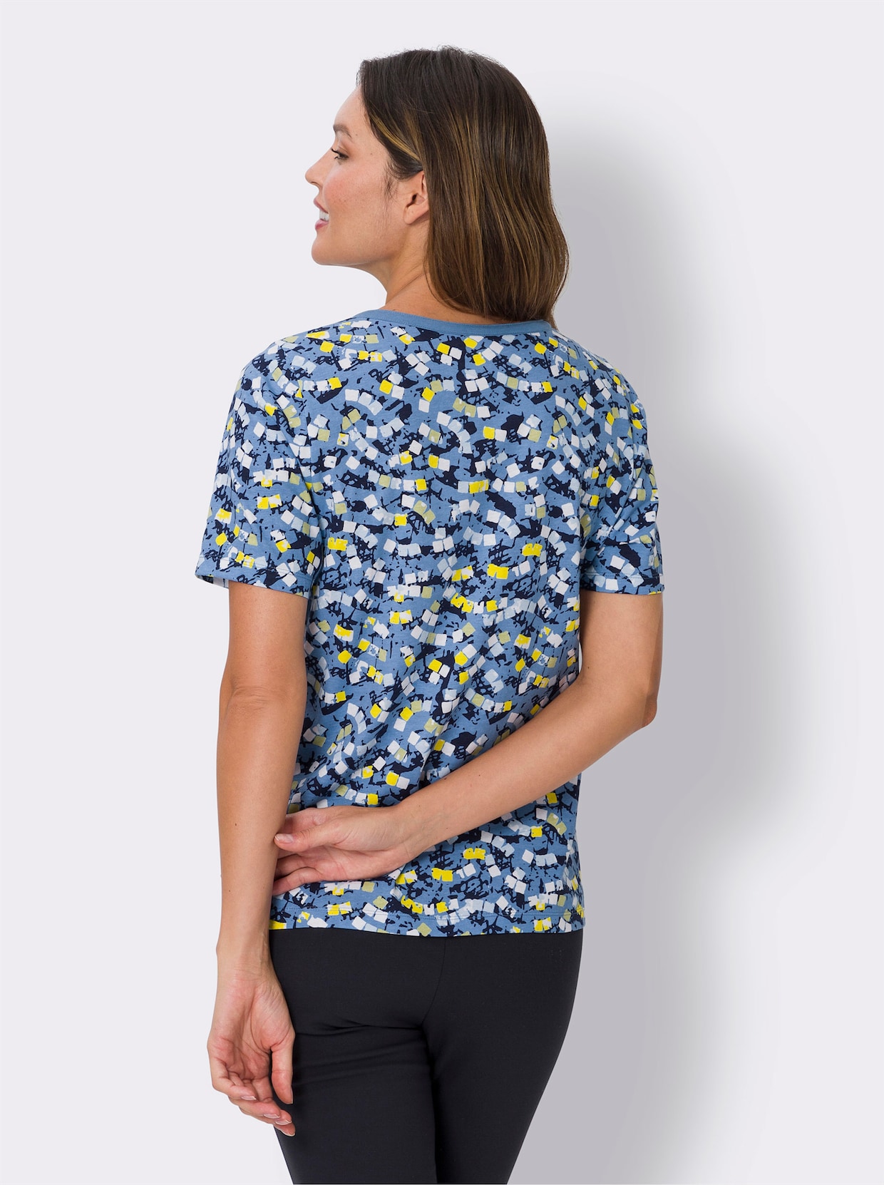 Shirt met korte mouwen - middenblauw-lindegroen bedrukt