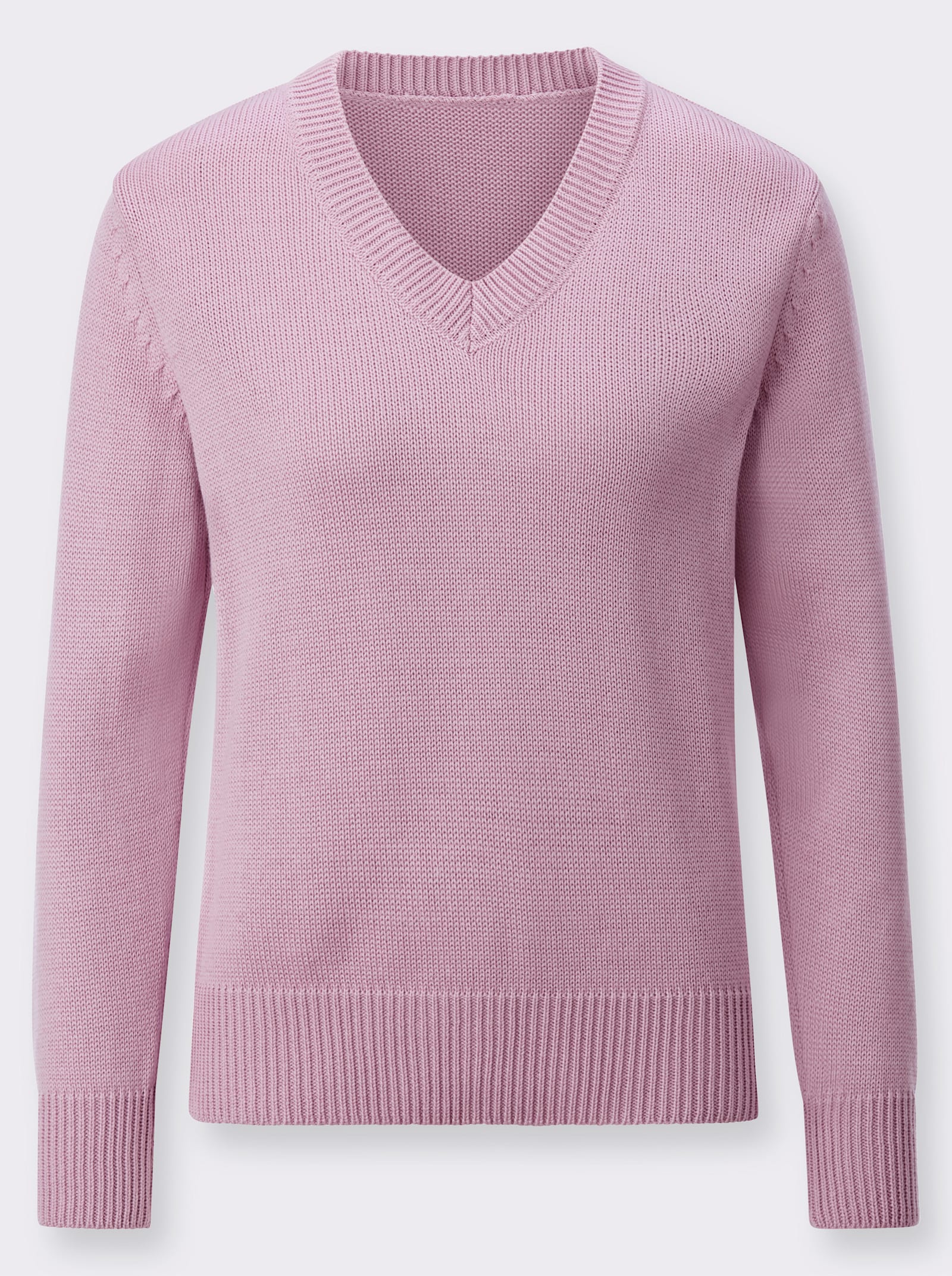 Pull à encolure en V en coton - vieux rose
