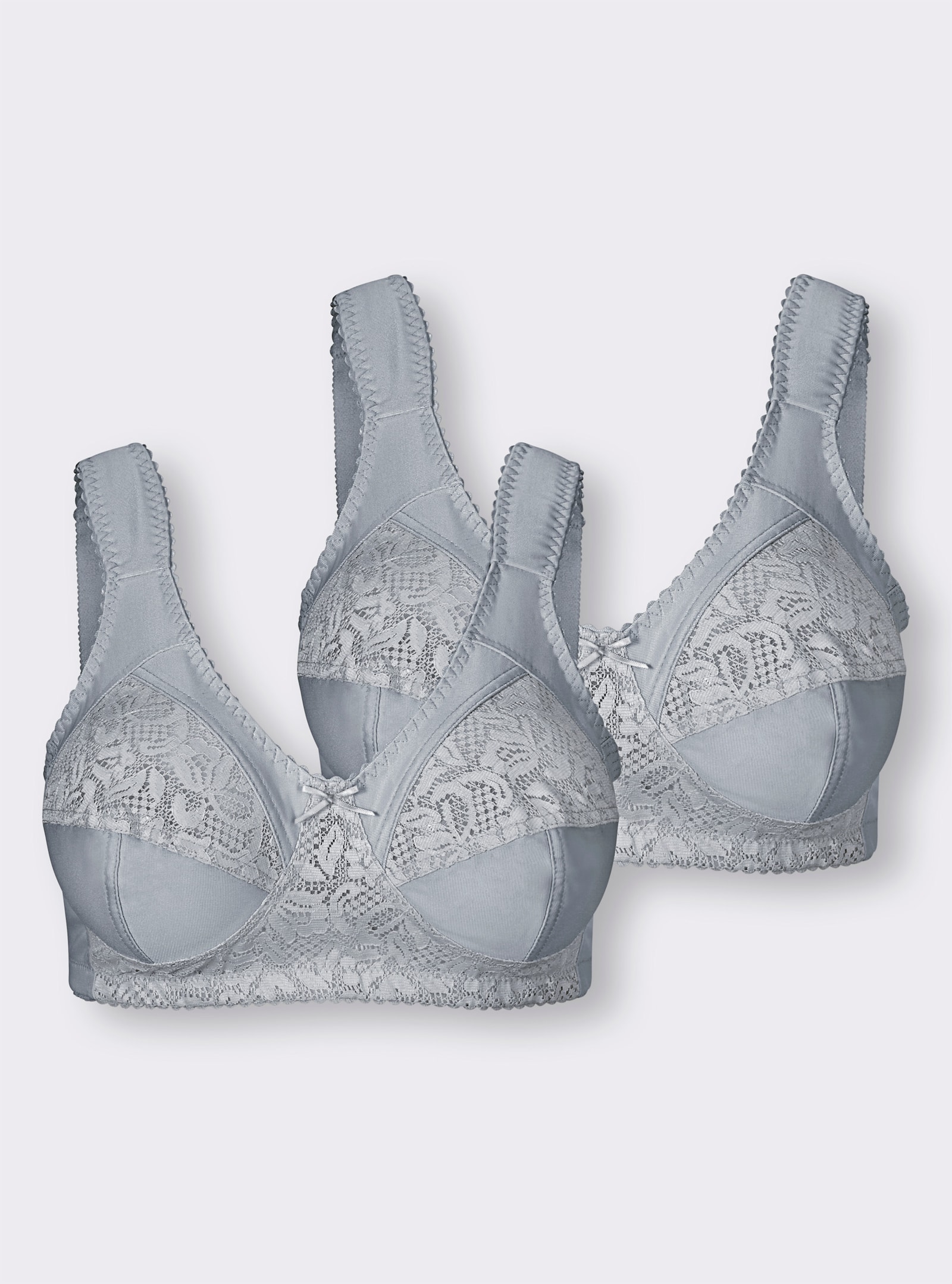 wäschepur Soutien-gorge confort sans armatures avec dentelle extensible - couleur argent