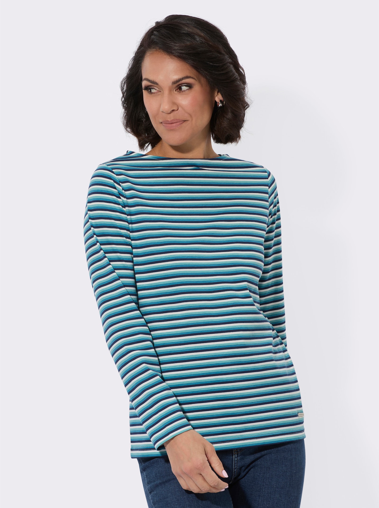 Langarmshirt im Ringel-Dessin - topas-marine-geringelt