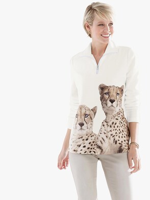 Fleece-Shirt - ecru-bedruckt