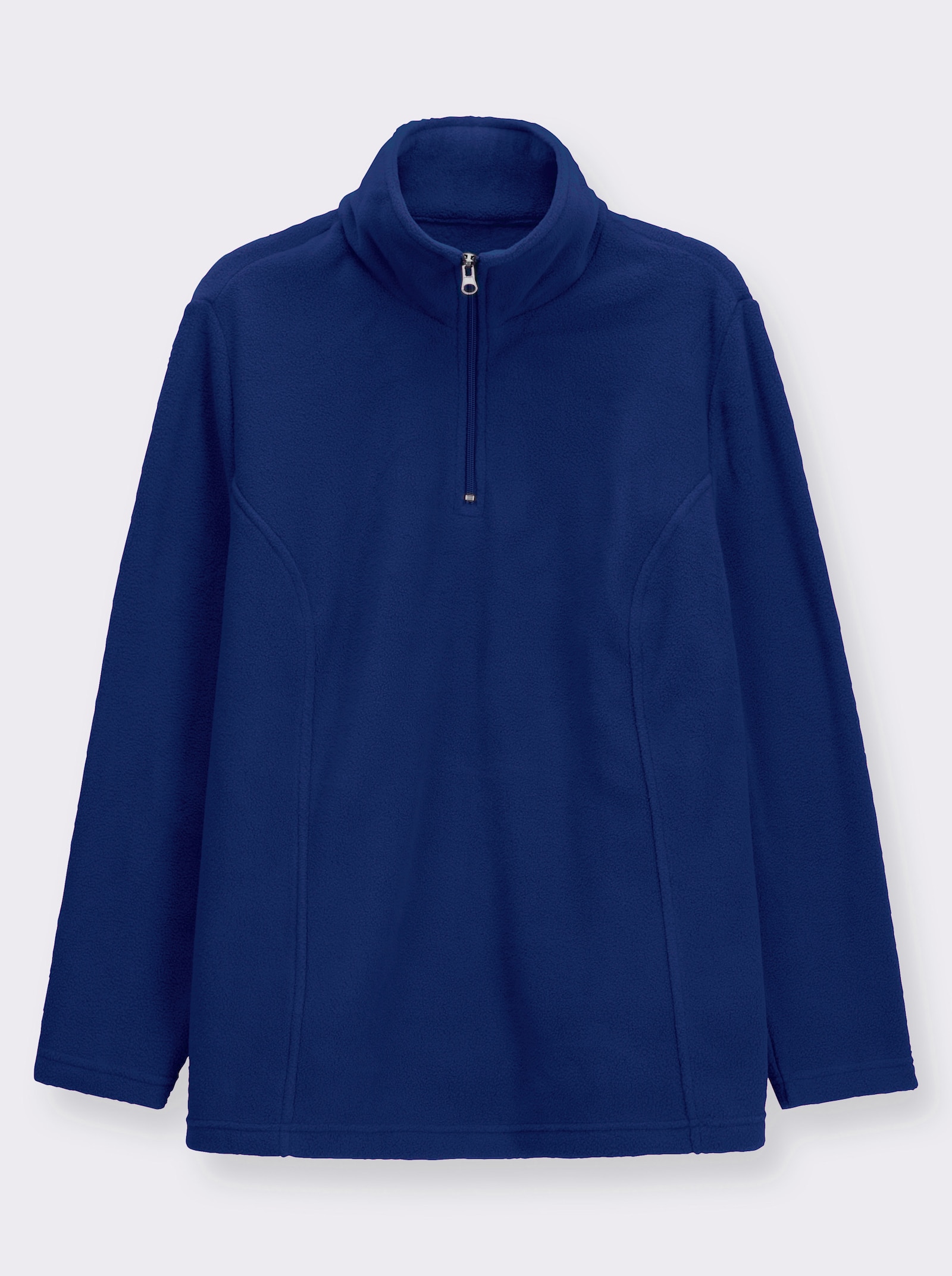 Fleeceshirt mit Troyerkragen - royalblau