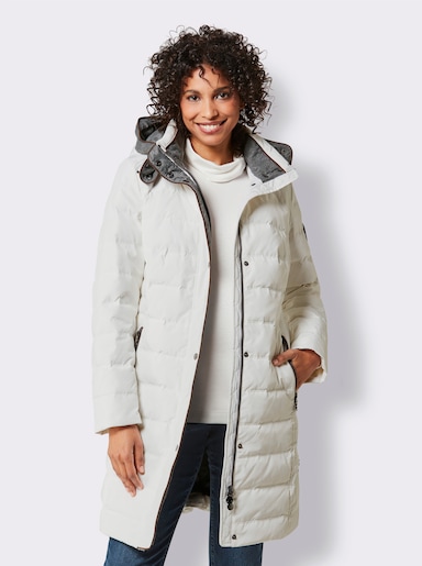 CREATION L PREMIUM Daunenmantel mit Flanell-Besatz - ecru