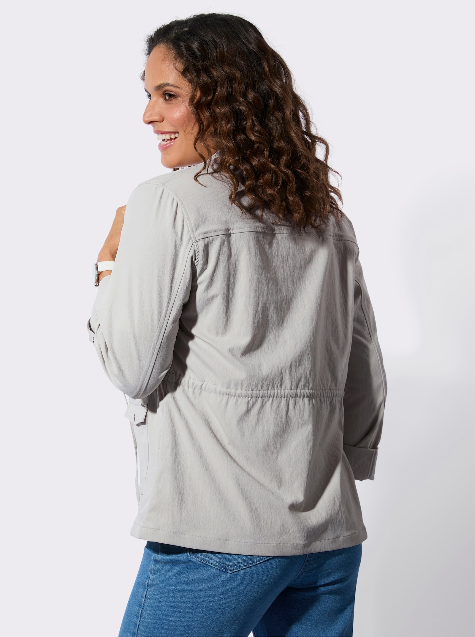 Blusenblazer mit Tunnelzug in der Taille - hellgrau