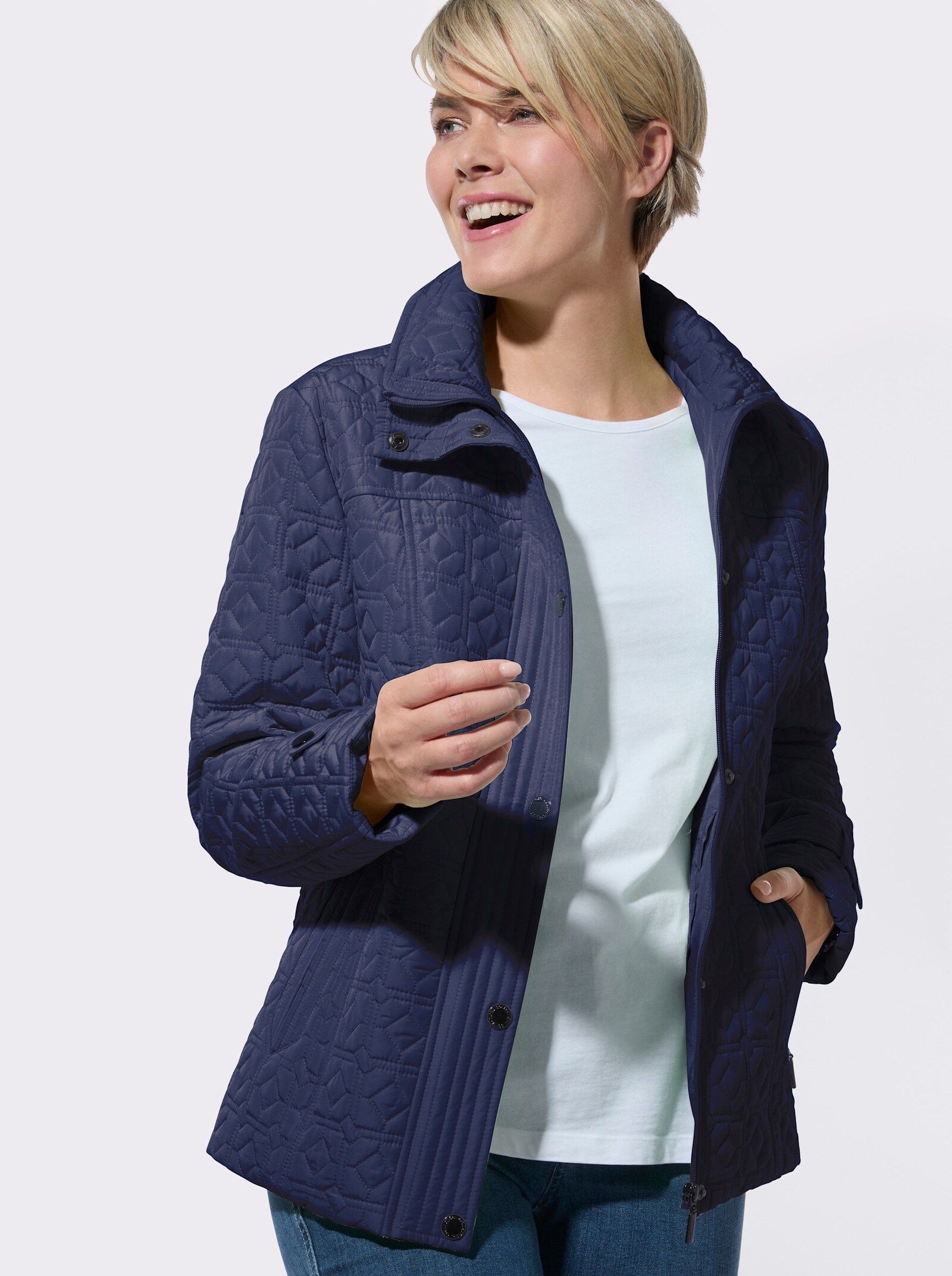 Steppjacke mit Zierriegeln - marine